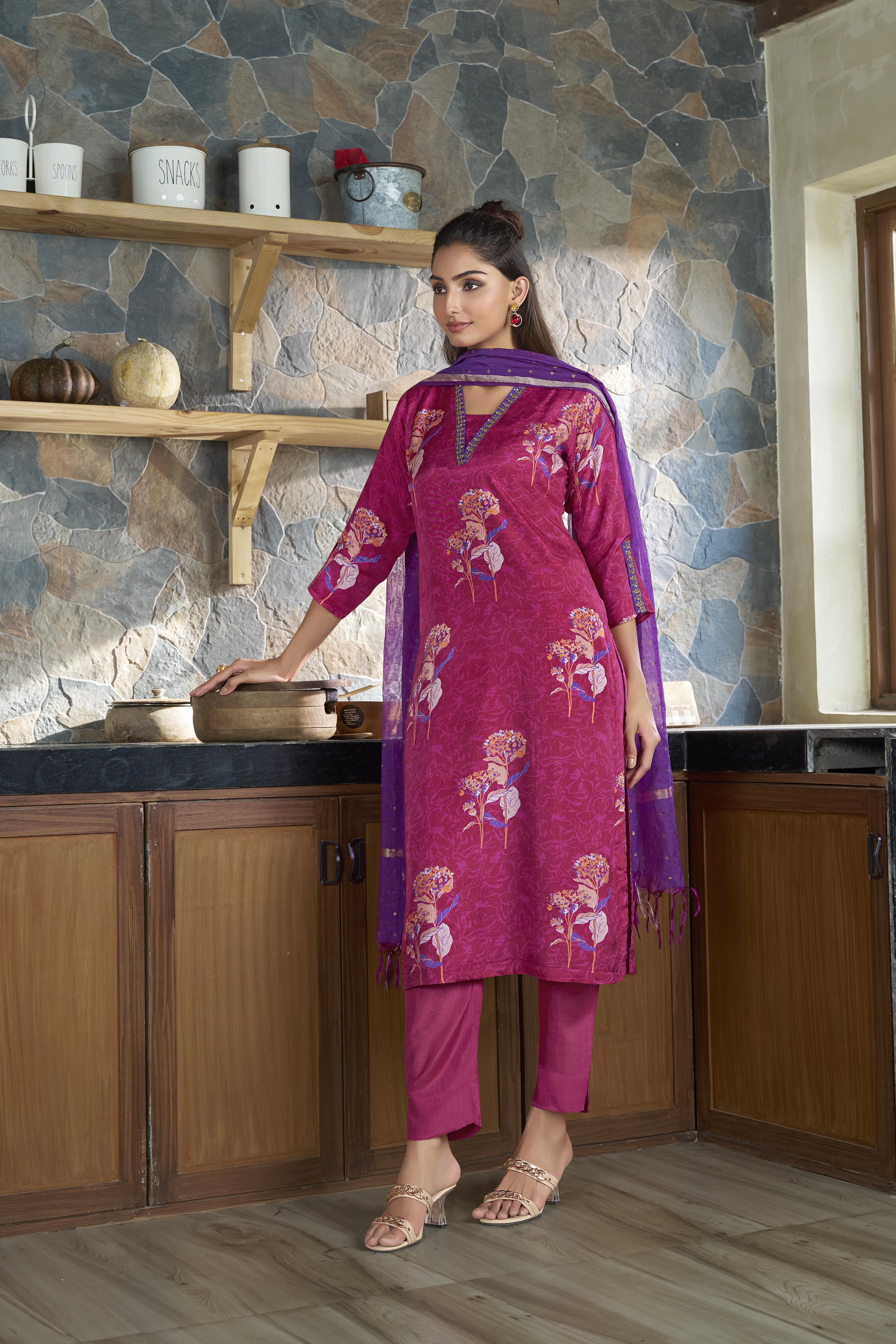 A Refined Muslin Rani Salwar Suit