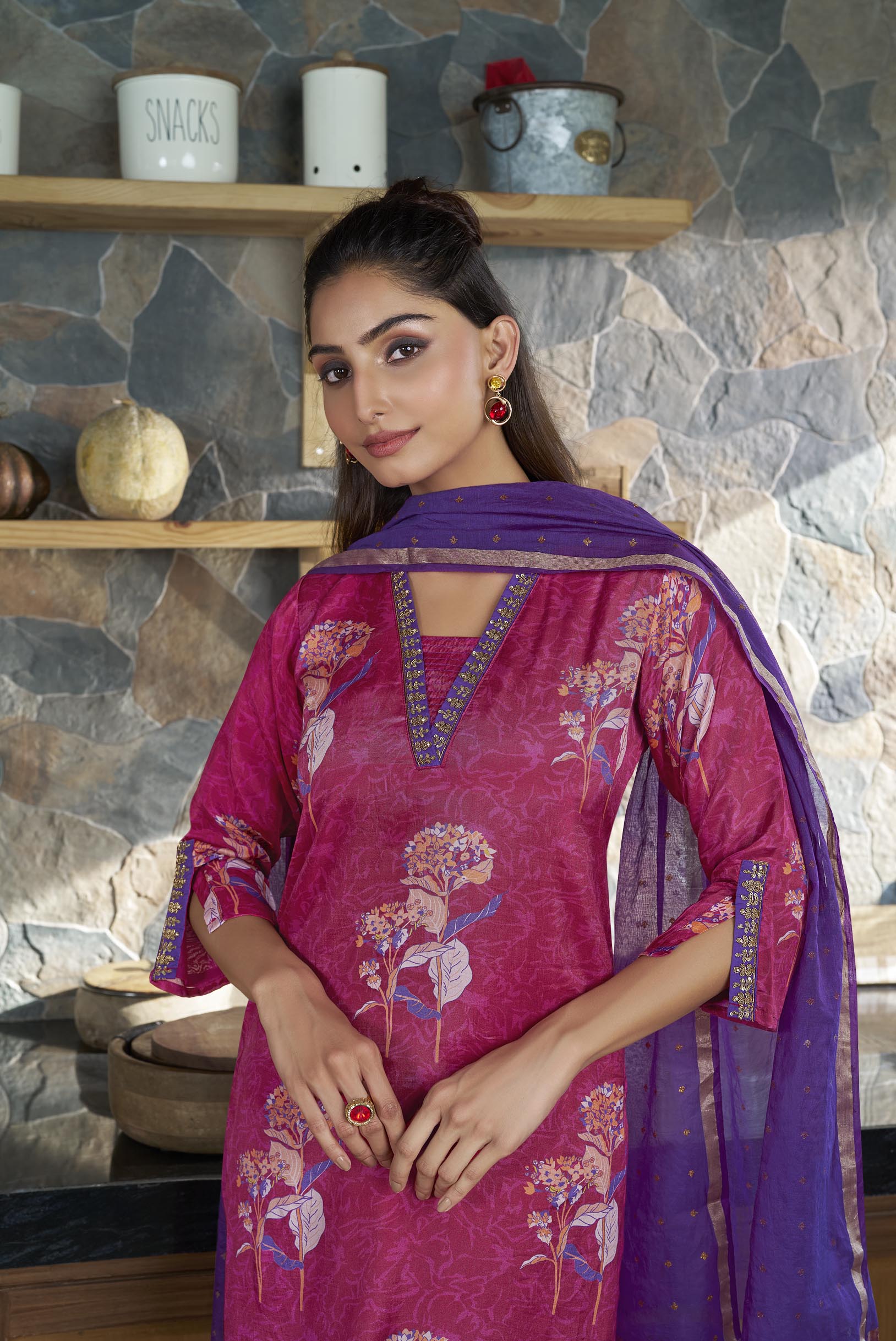 A Refined Muslin Rani Salwar Suit