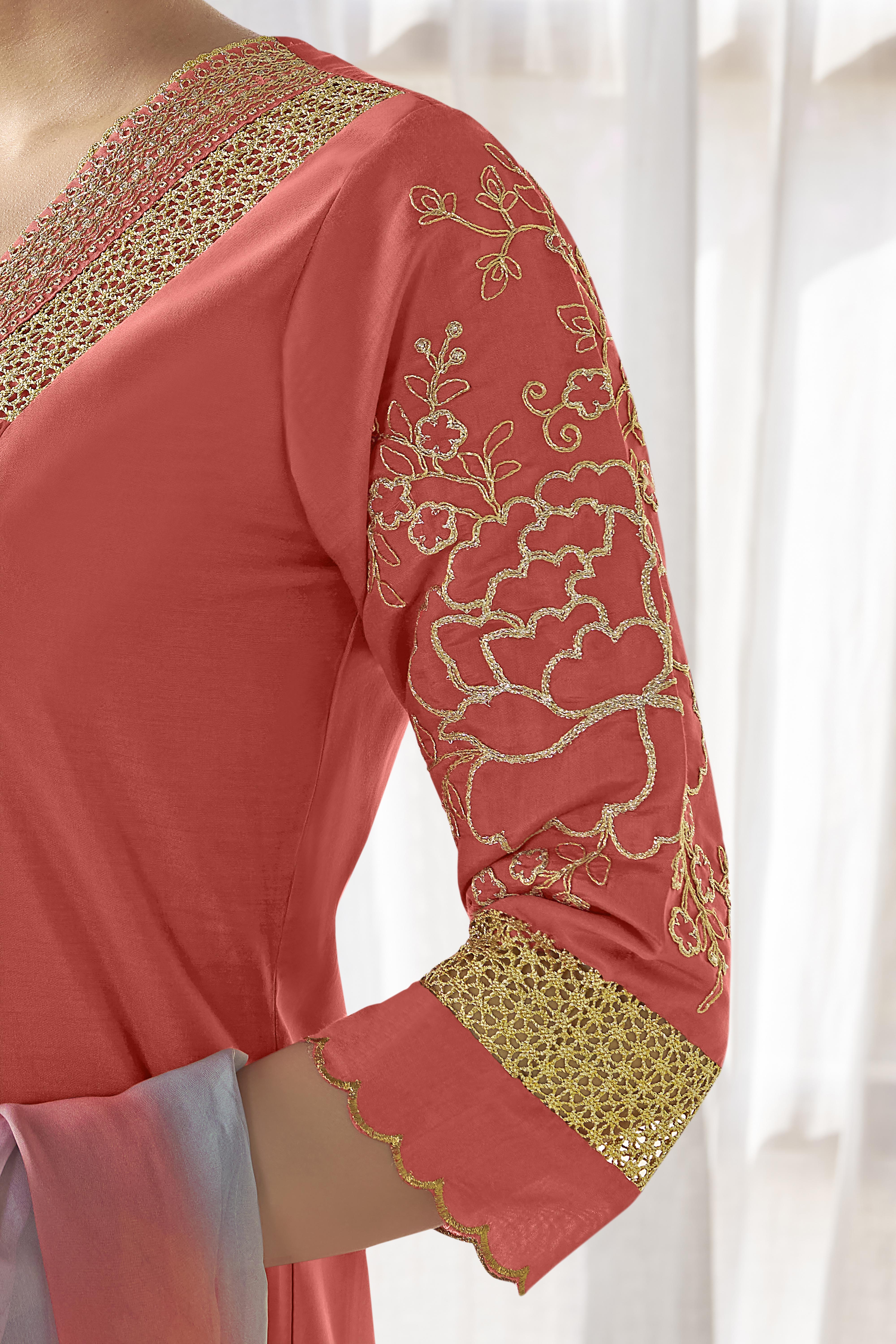 Rust Aline Silk Salwar Suit Set