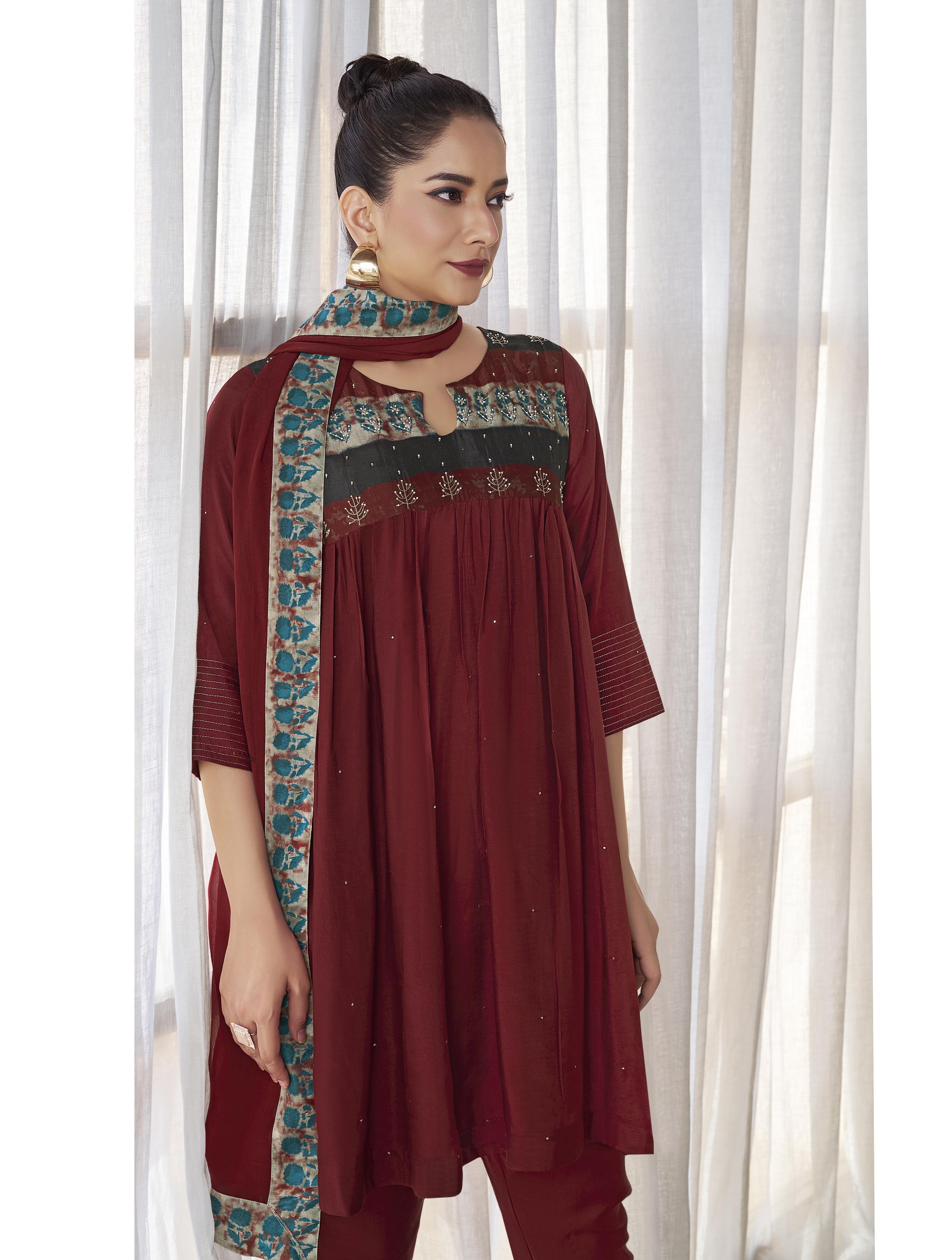 Rust Muslin Salwar Suit Set