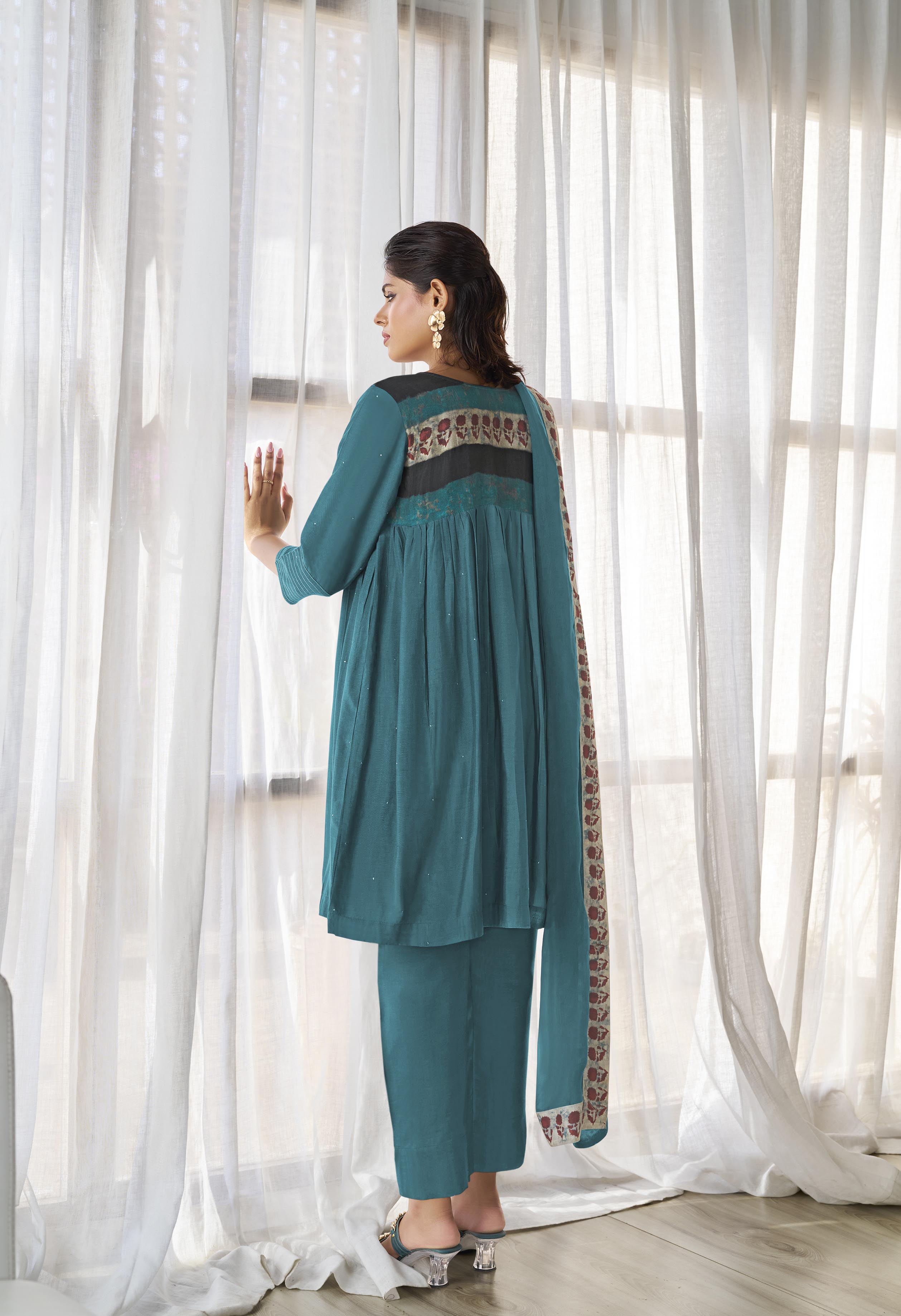 Rama Blue Muslin Salwar Suit Set