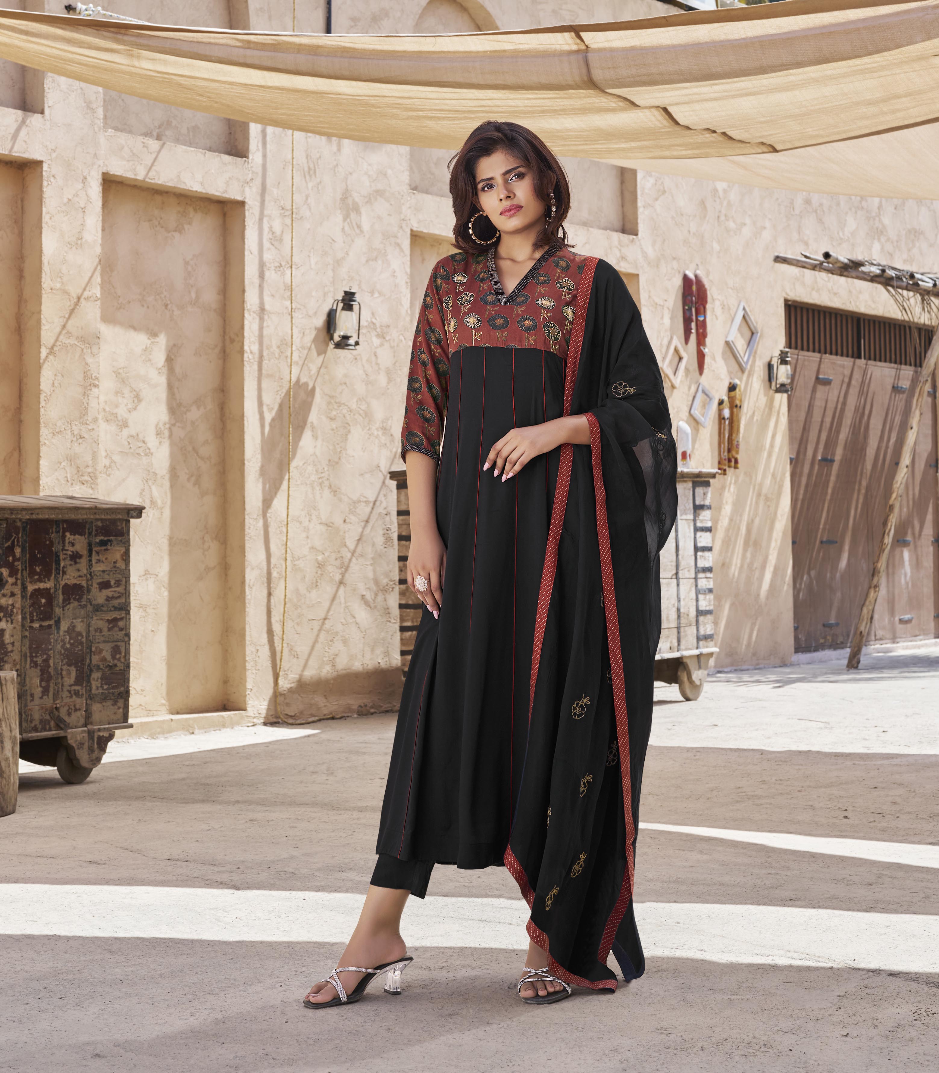 Maroon Muslin Anarkali Salwar Suit Set