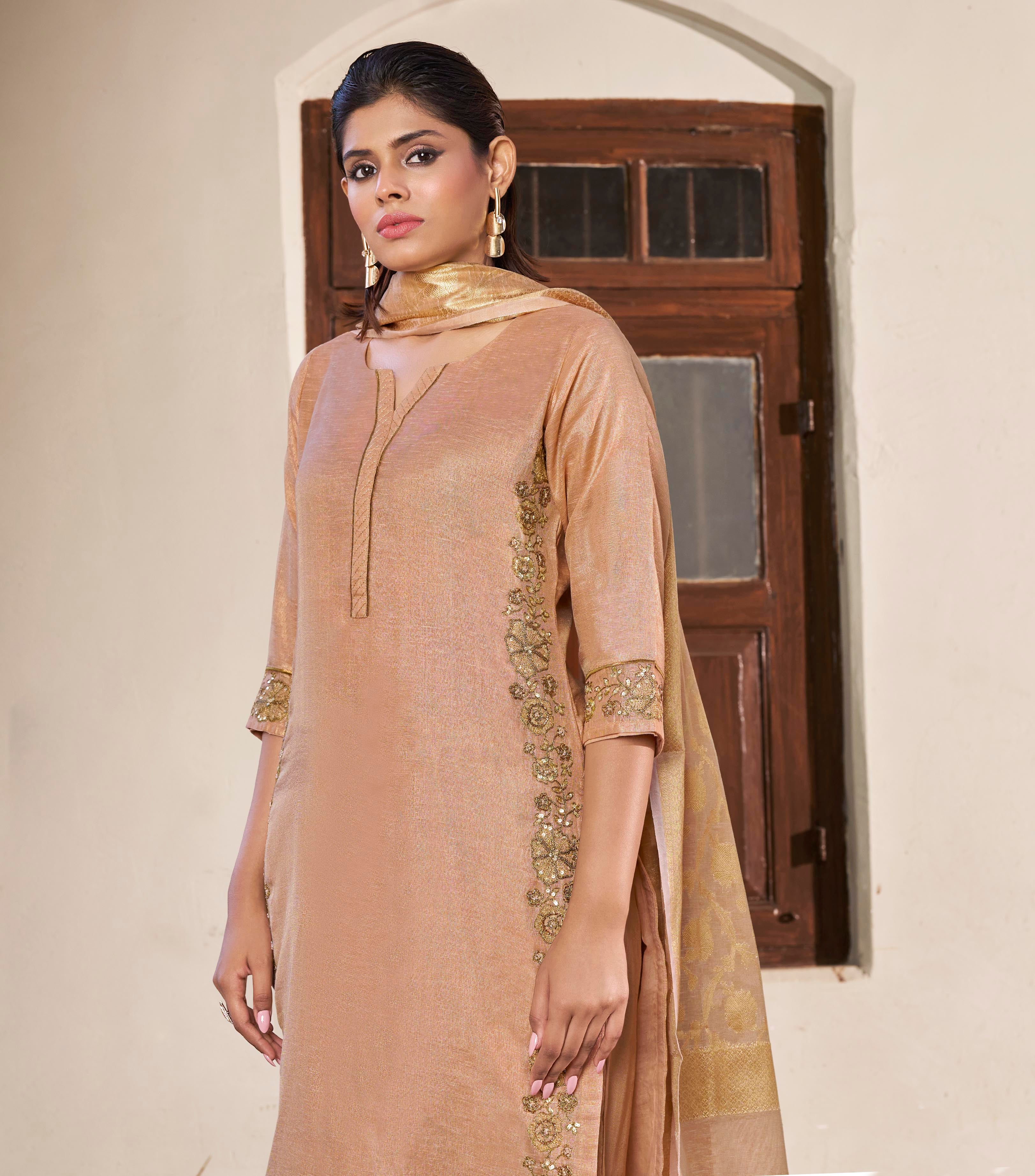 Pich Poly cotton A-line Salwar Suit Set