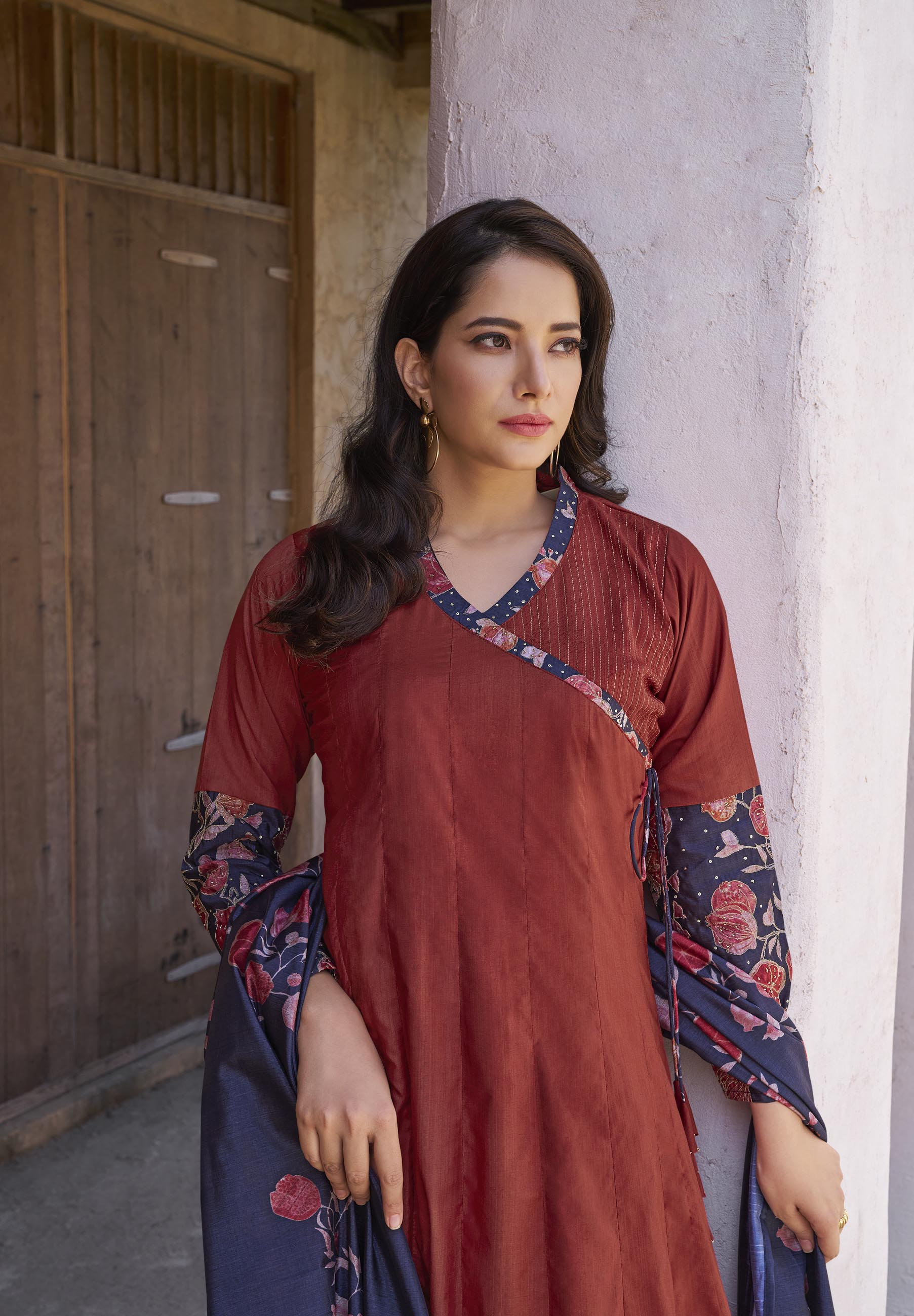 Rust Anarkali Salwar Suit