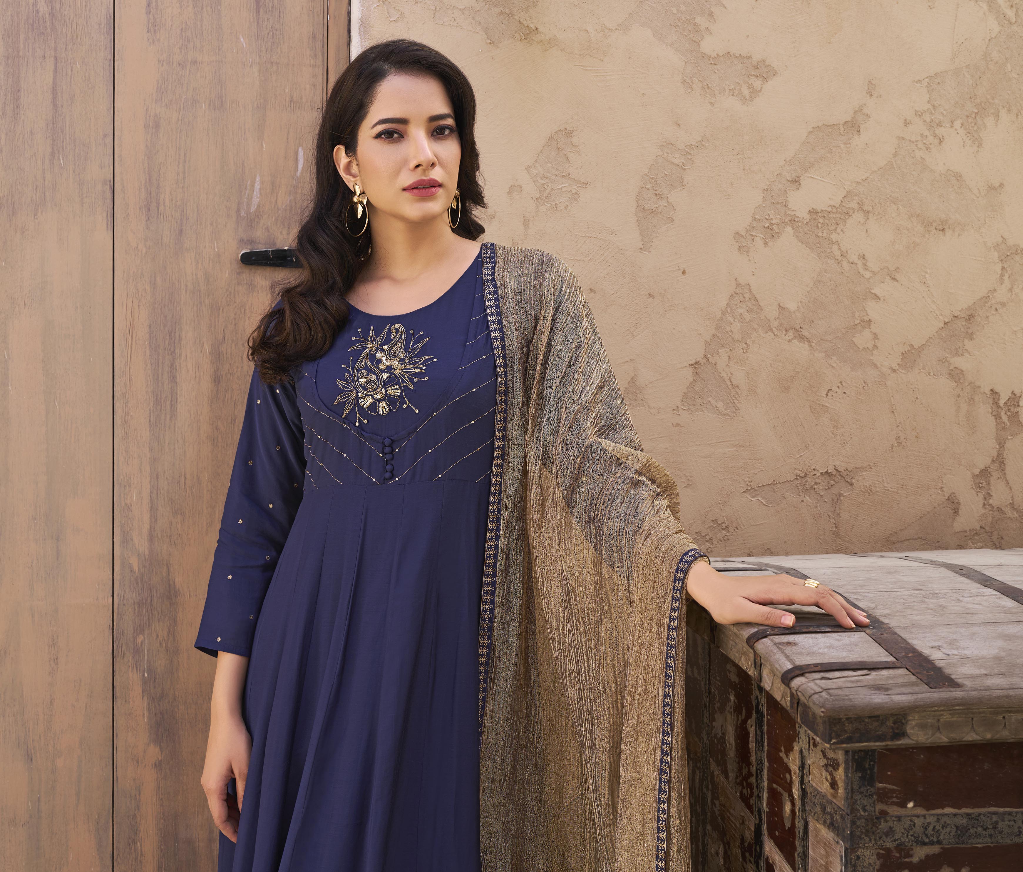 Stunning Blue Anarkali Salwar Suit