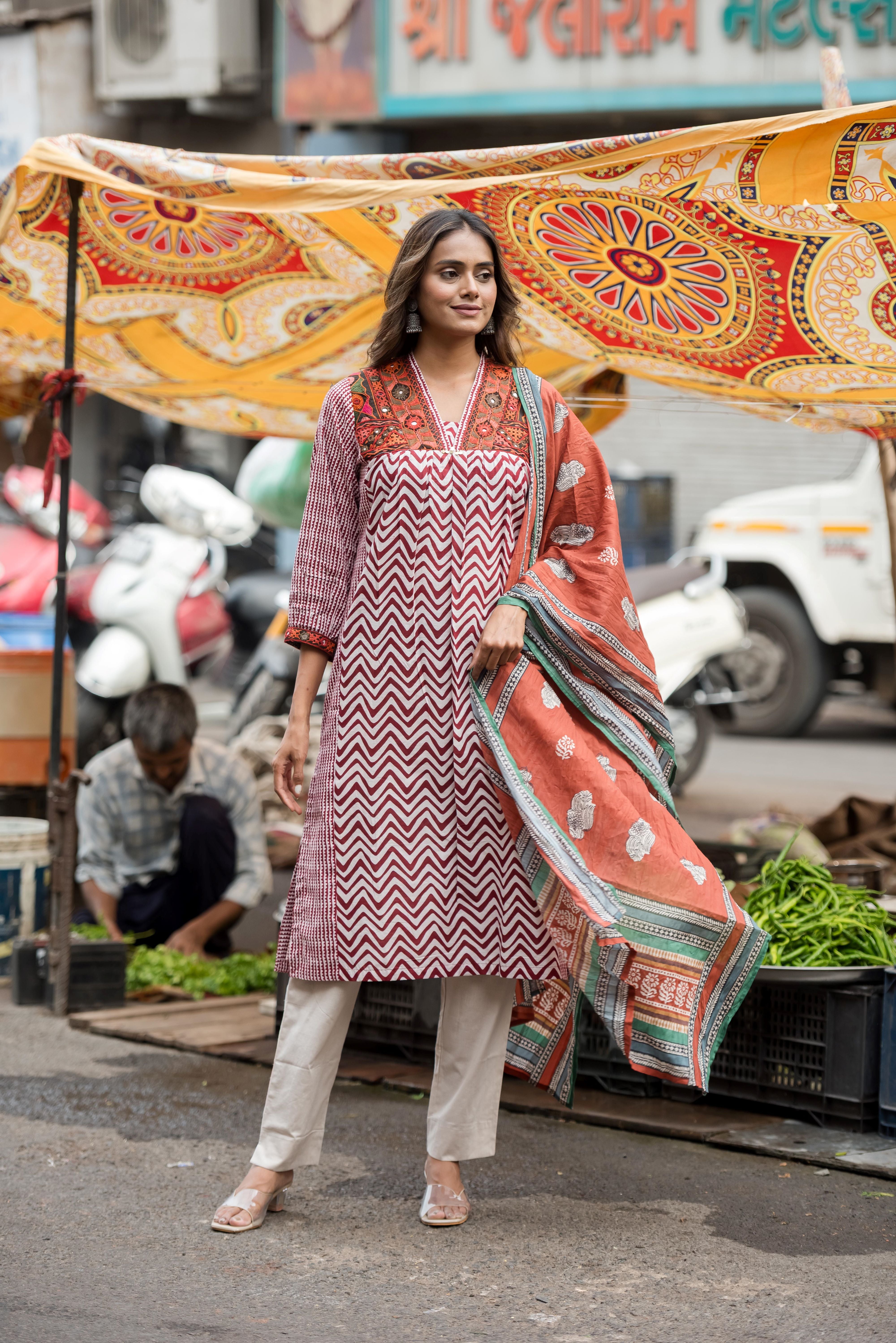 Maroon Muslin Straight Salwar Suit