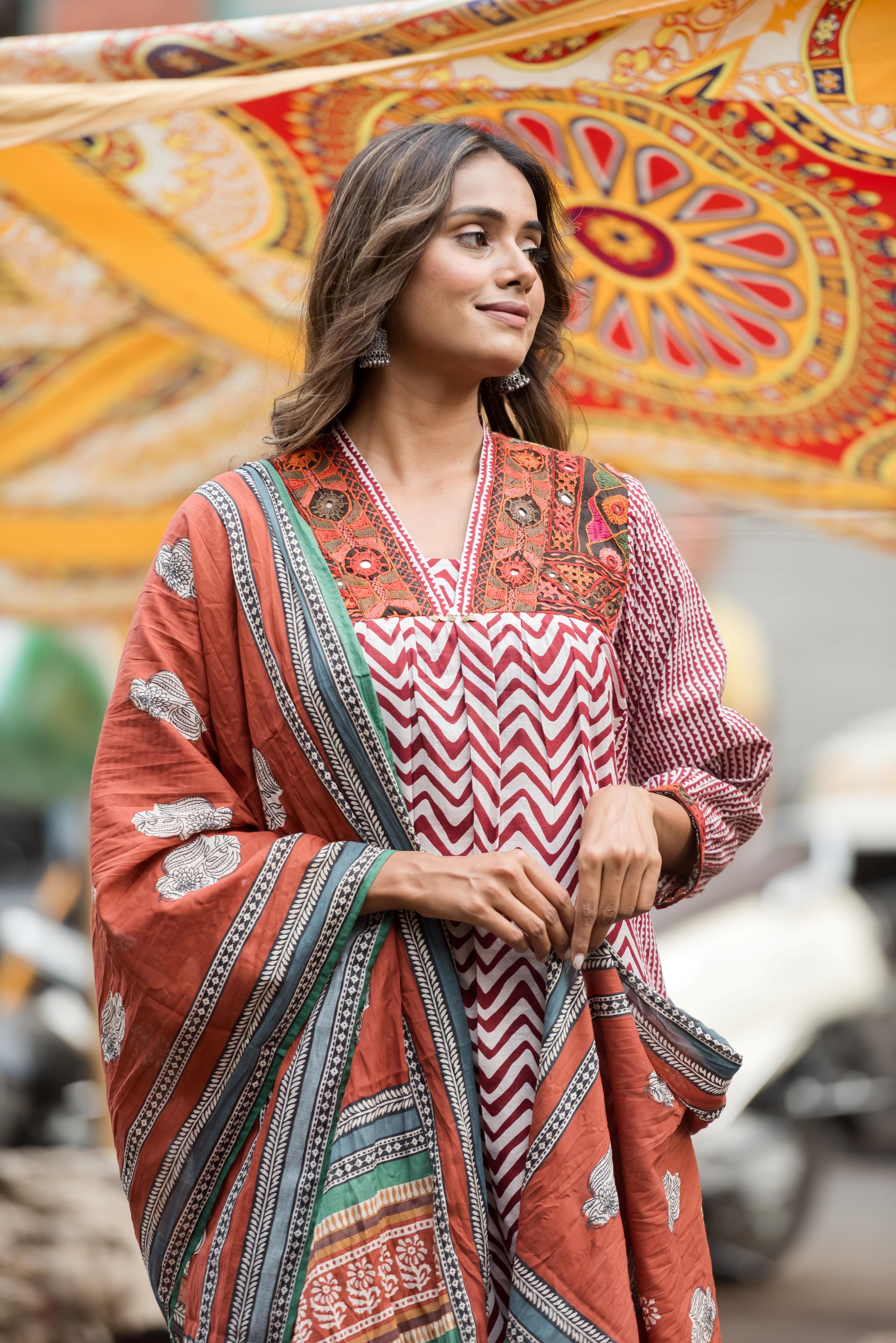 Maroon Muslin Straight Salwar Suit