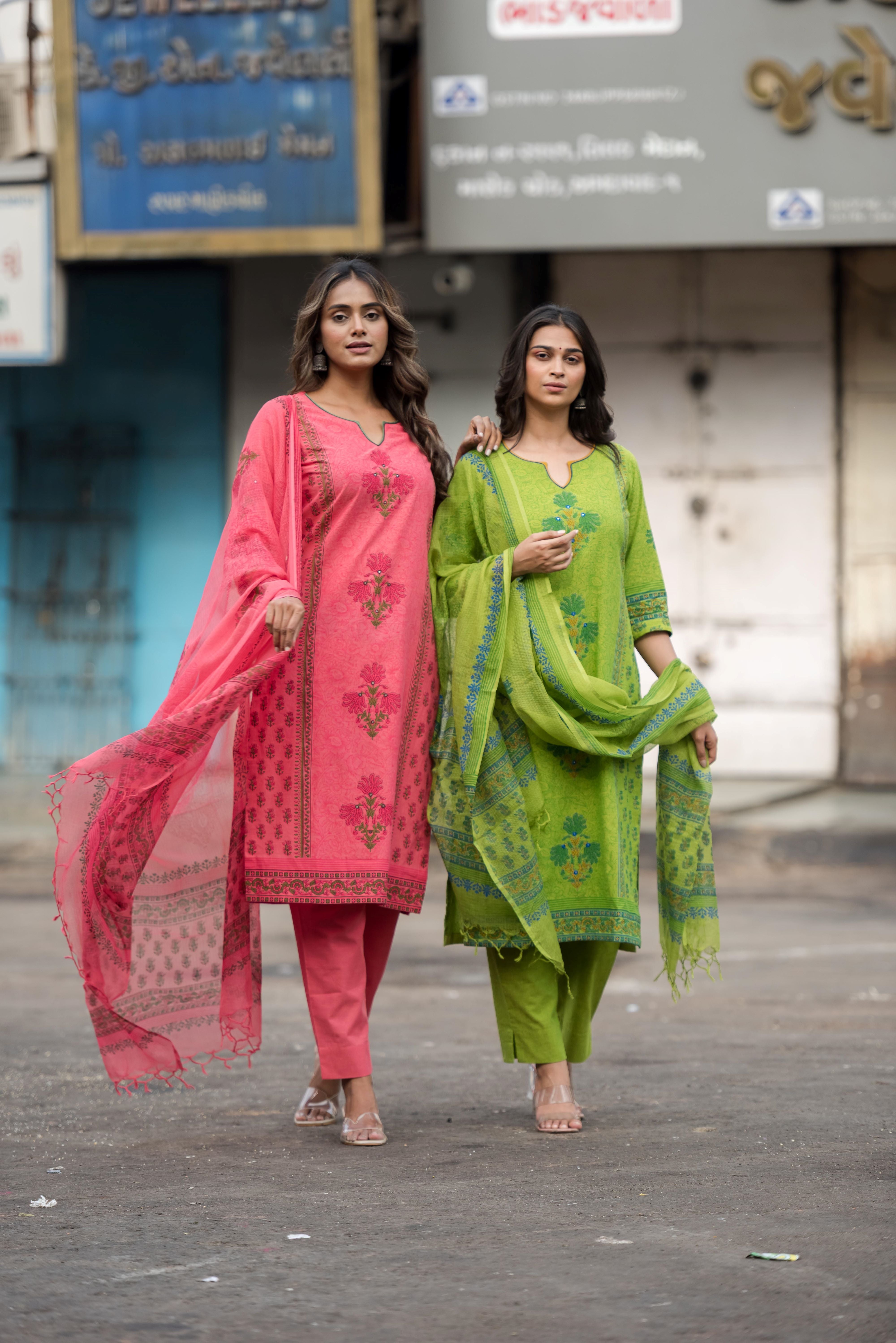 A Green South Cotton Salwar Suit