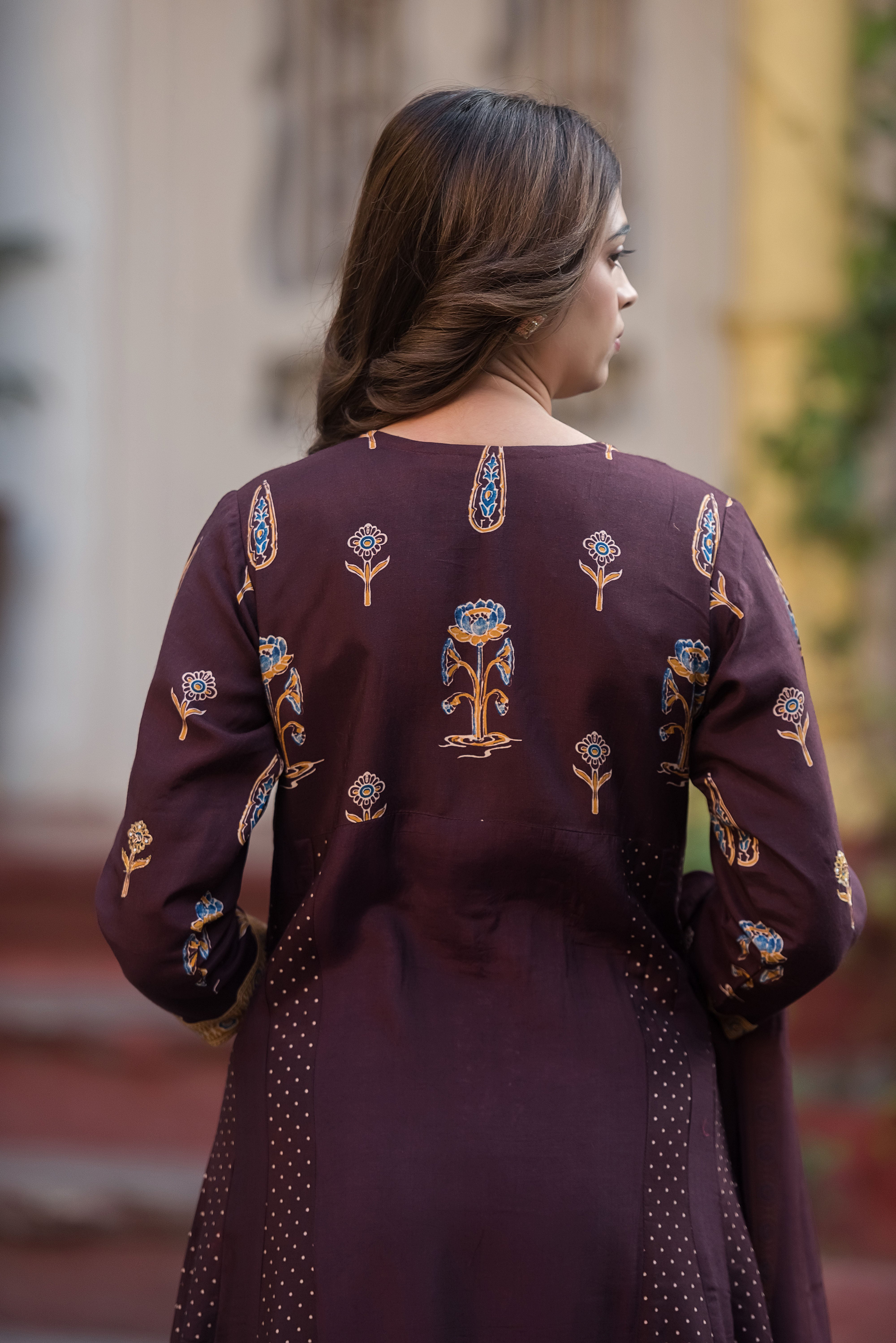 Dola Silk Coffee Flared Suit Set