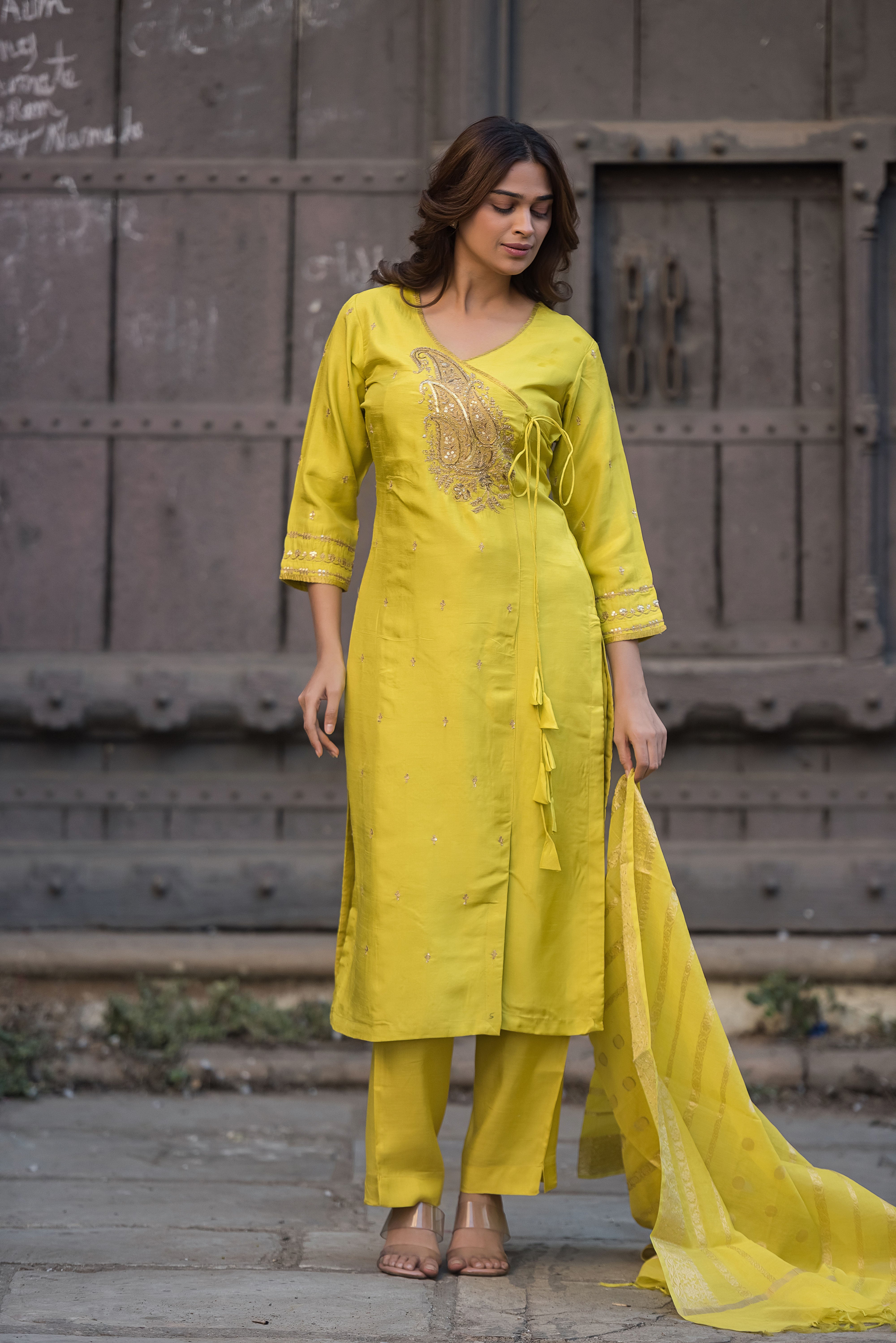 Lemon Angrakha Salwar Suit Set
