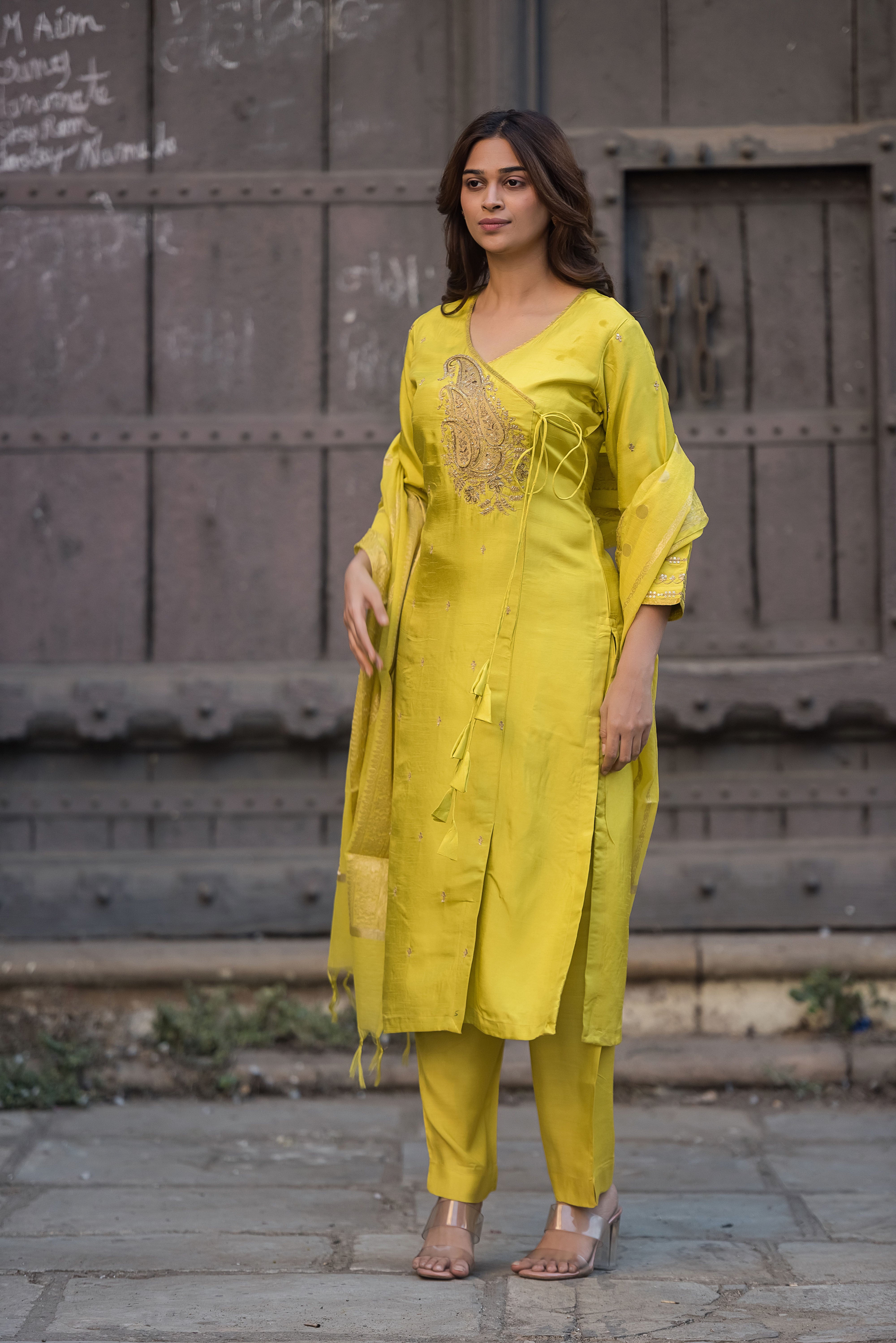 Lemon Angrakha Salwar Suit Set