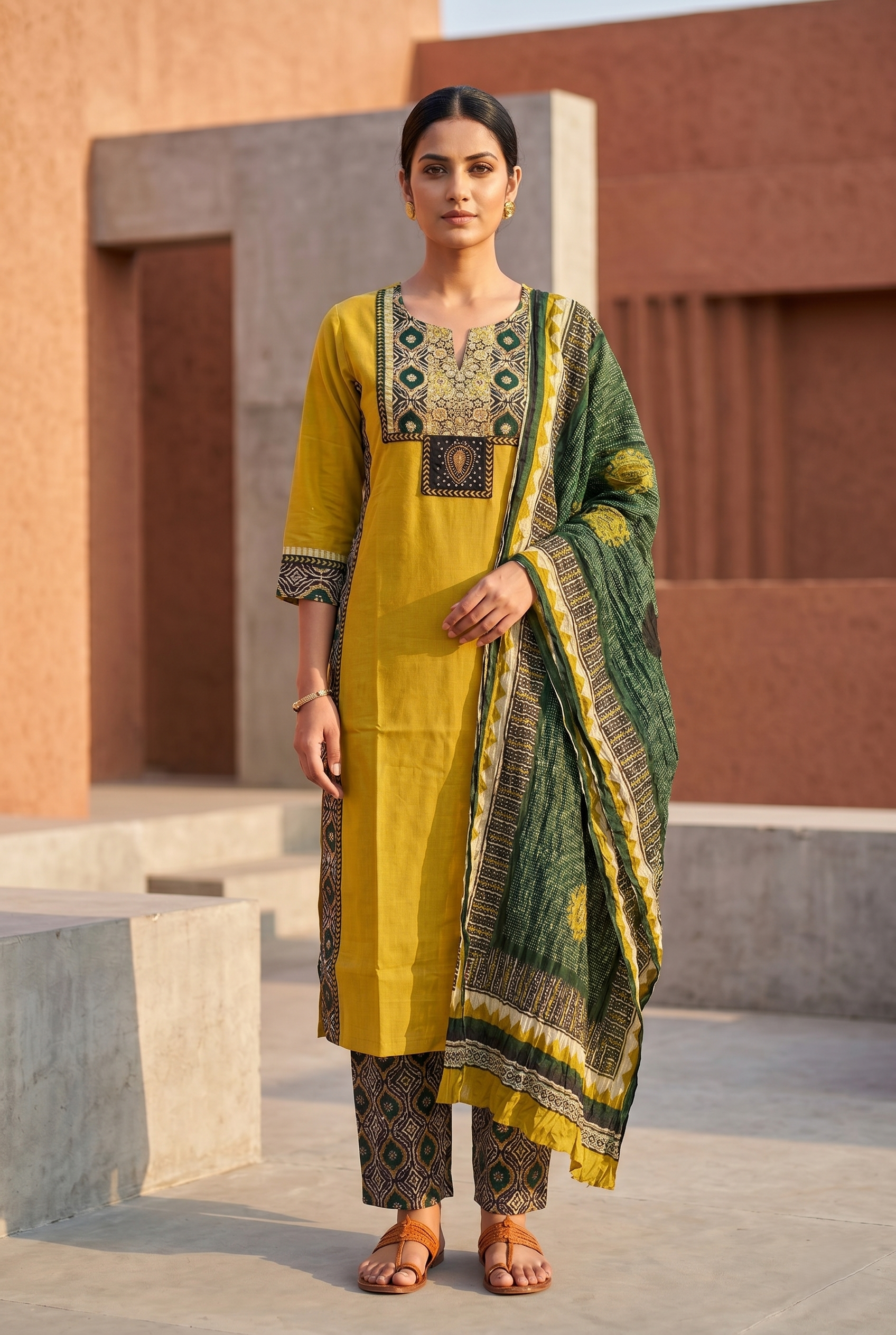 Graceful Mustered Straight Suit Set