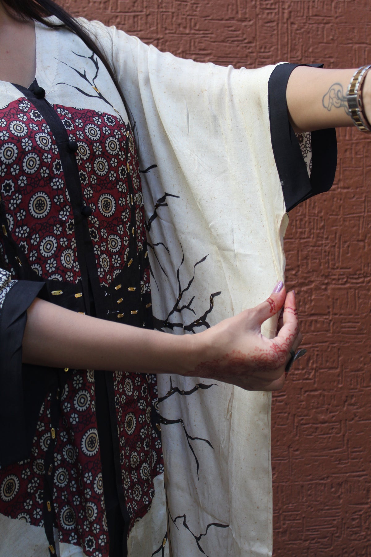 Maroon Muslin kaftan Co-ord Set