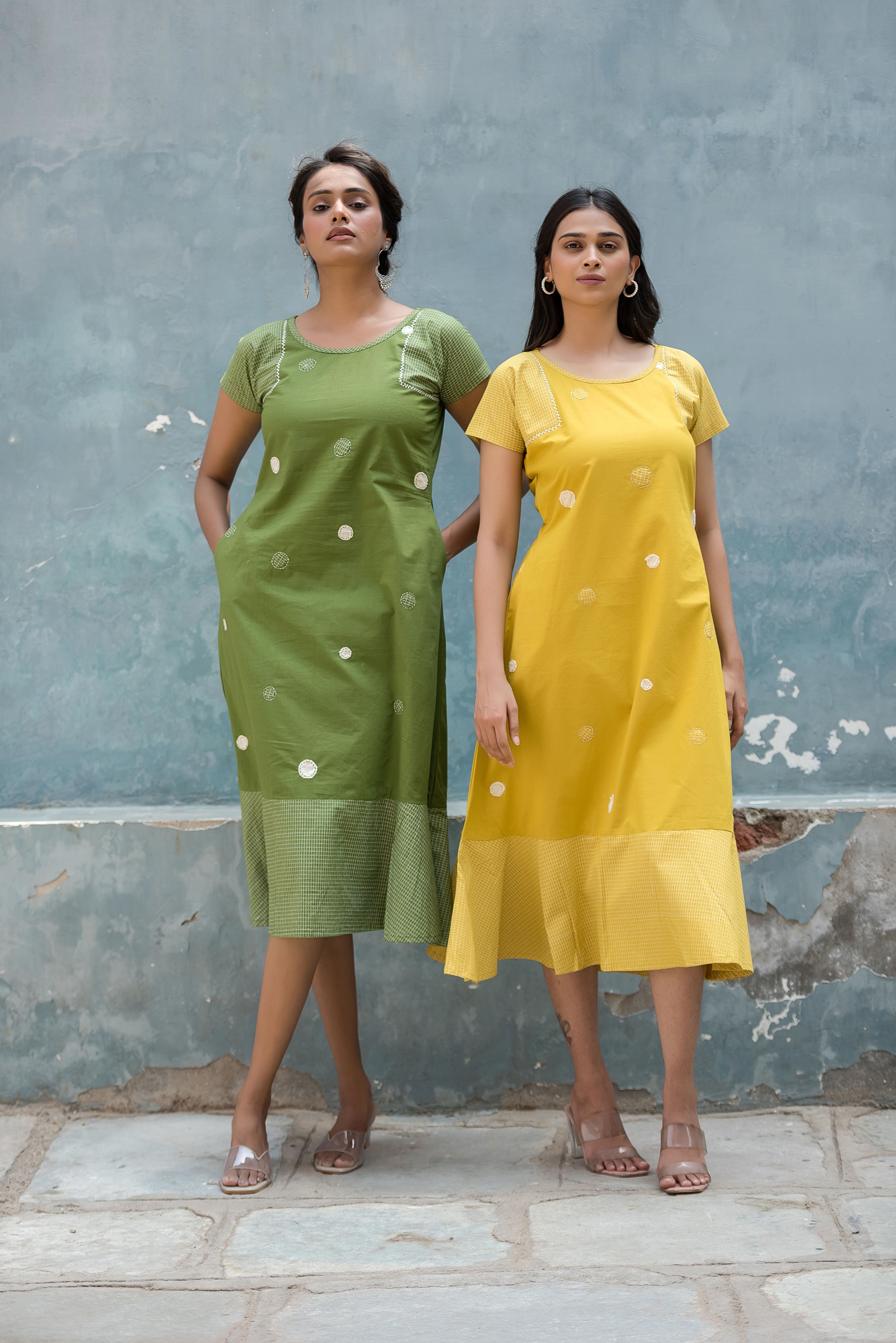 Mustered Yellow A-line Dress