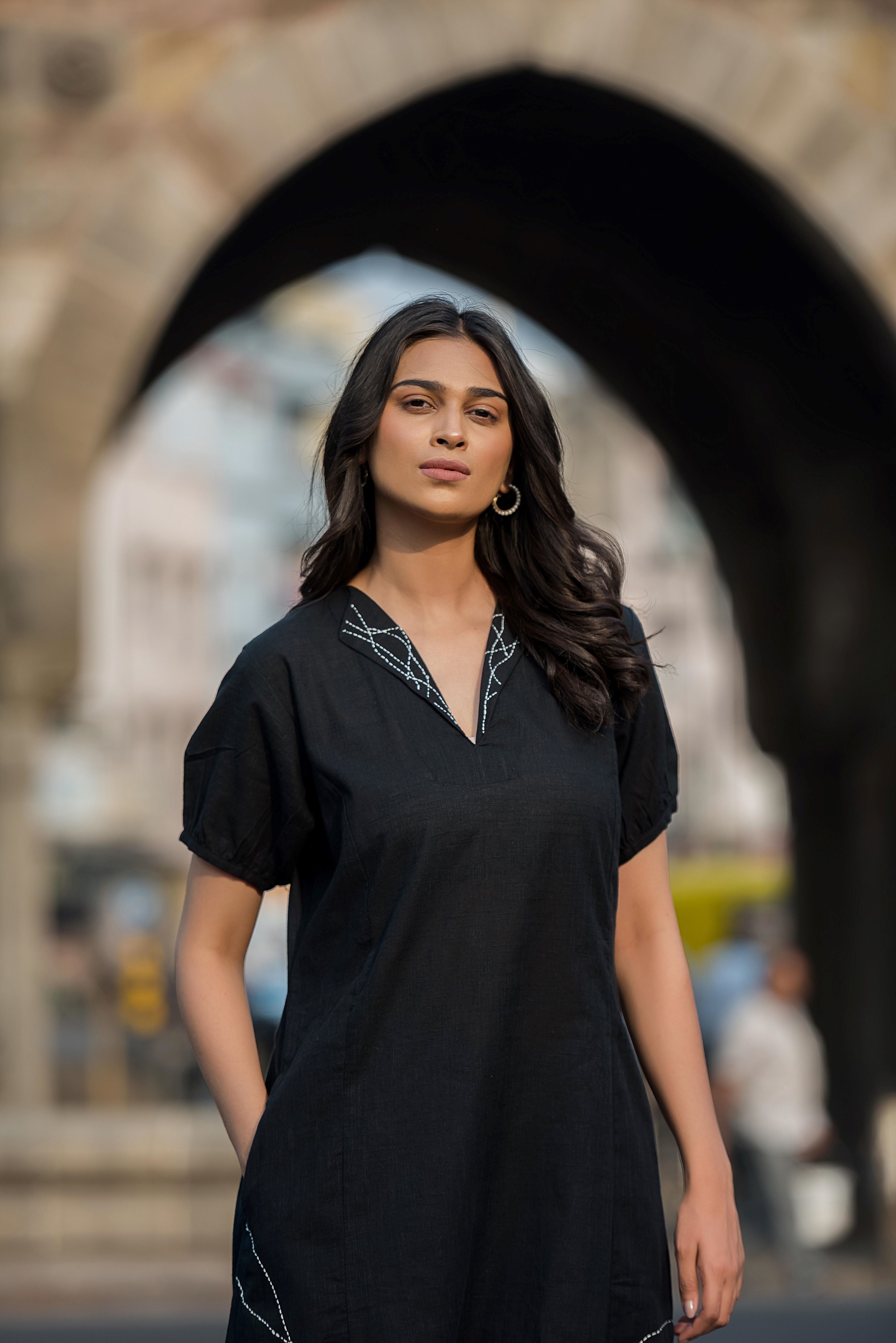 An Elegant Black Kali Linen Dress