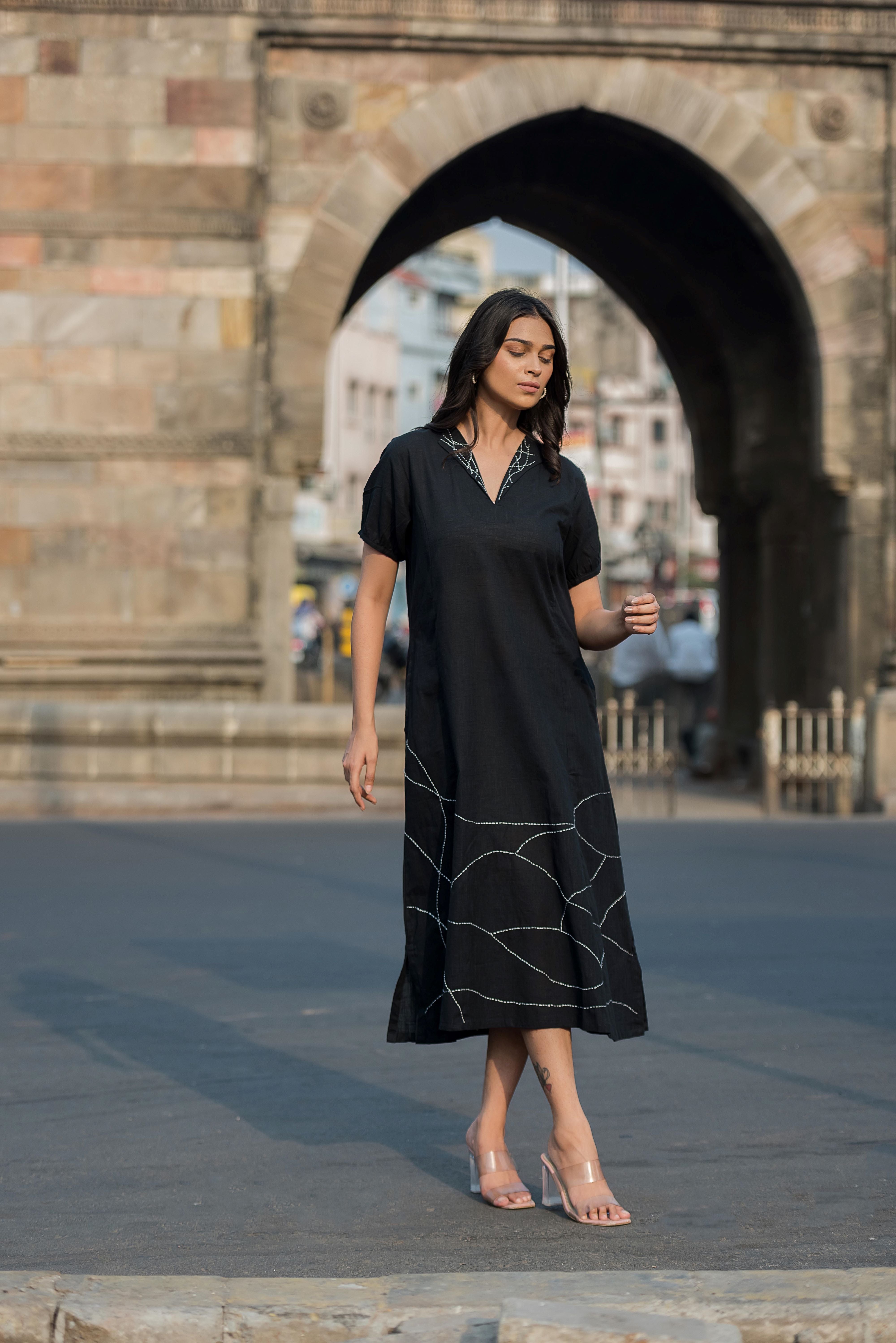 An Elegant Black Kali Linen Dress