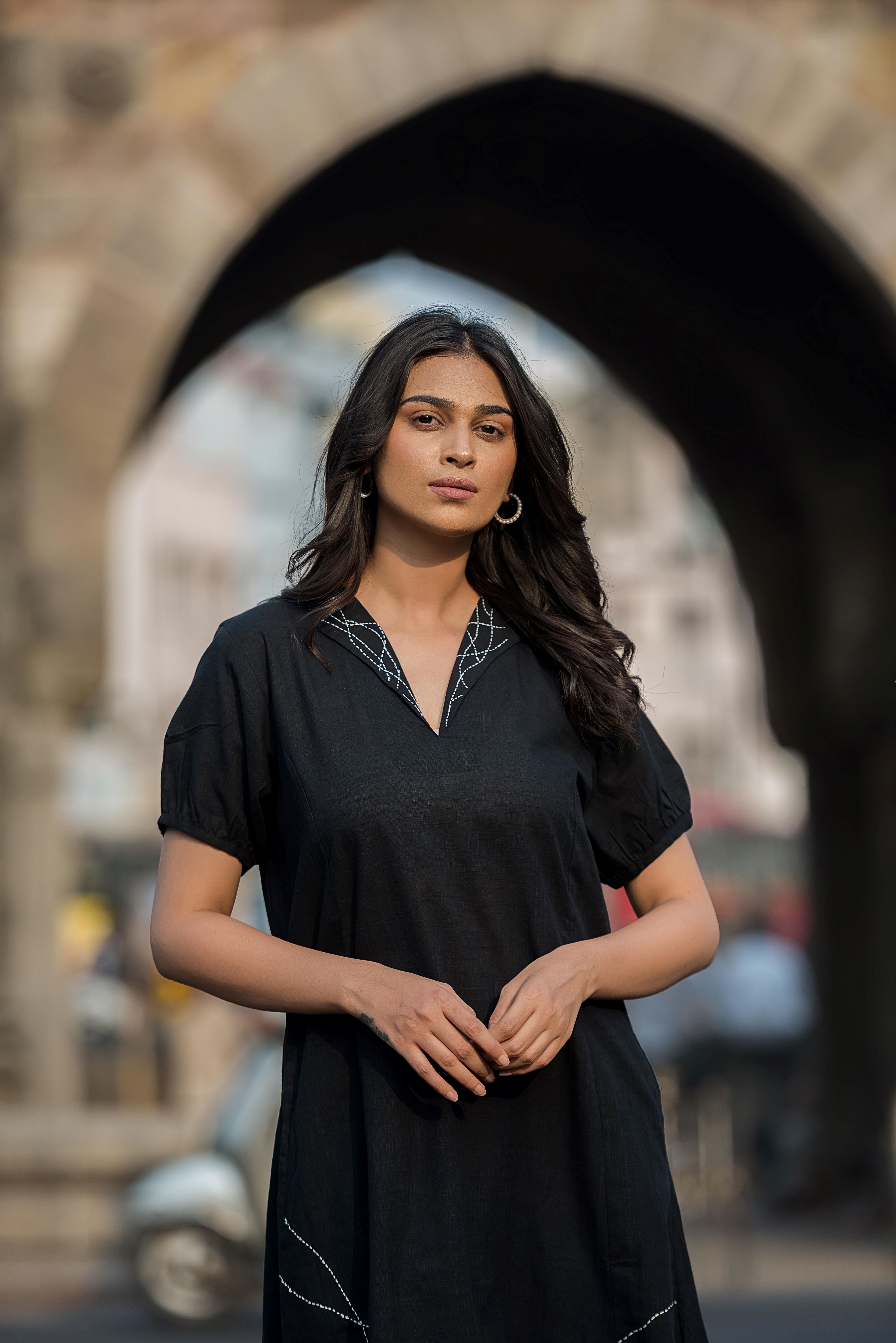 An Elegant Black Kali Linen Dress