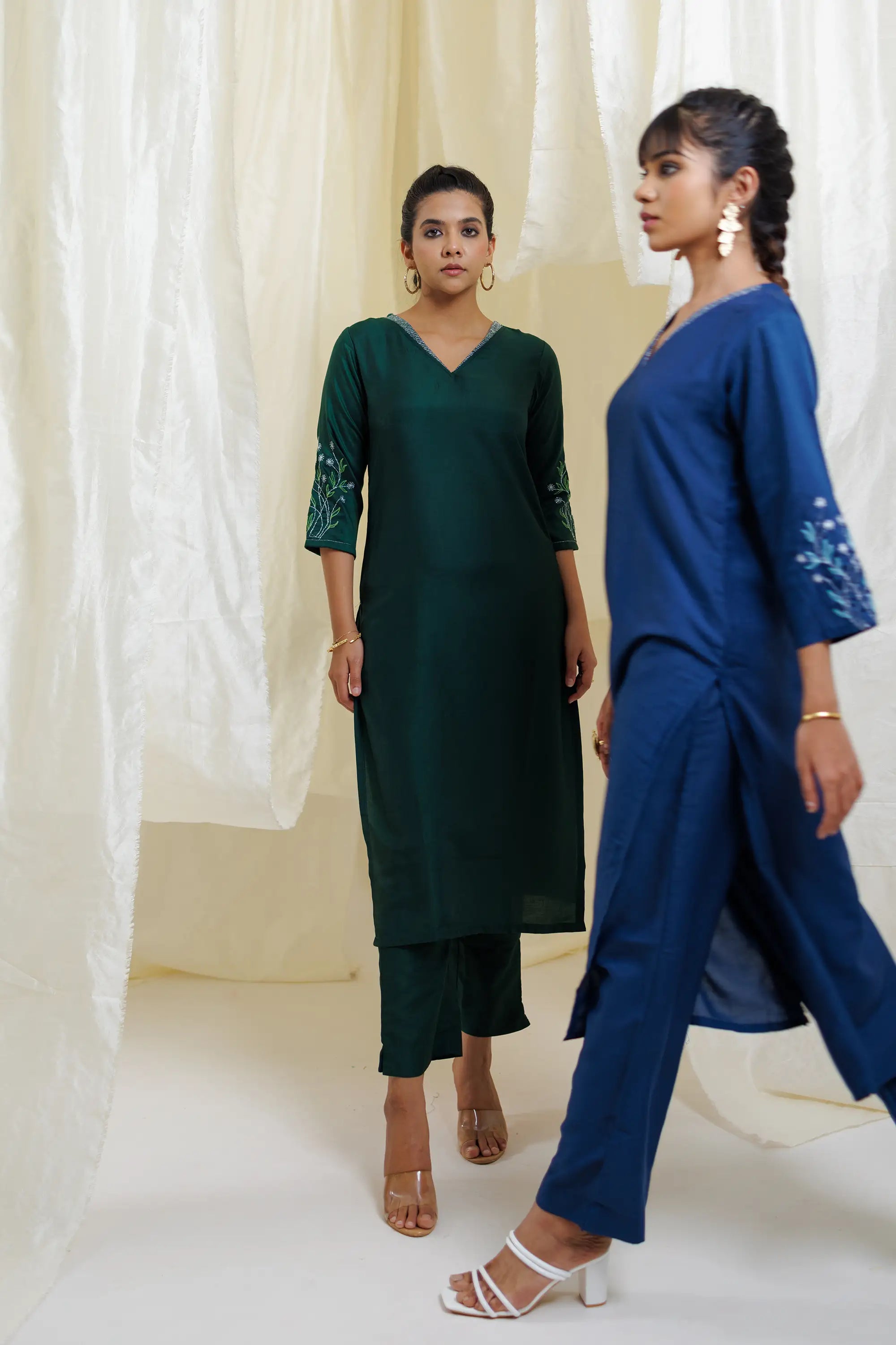 Dark Green Straight Kurta Set