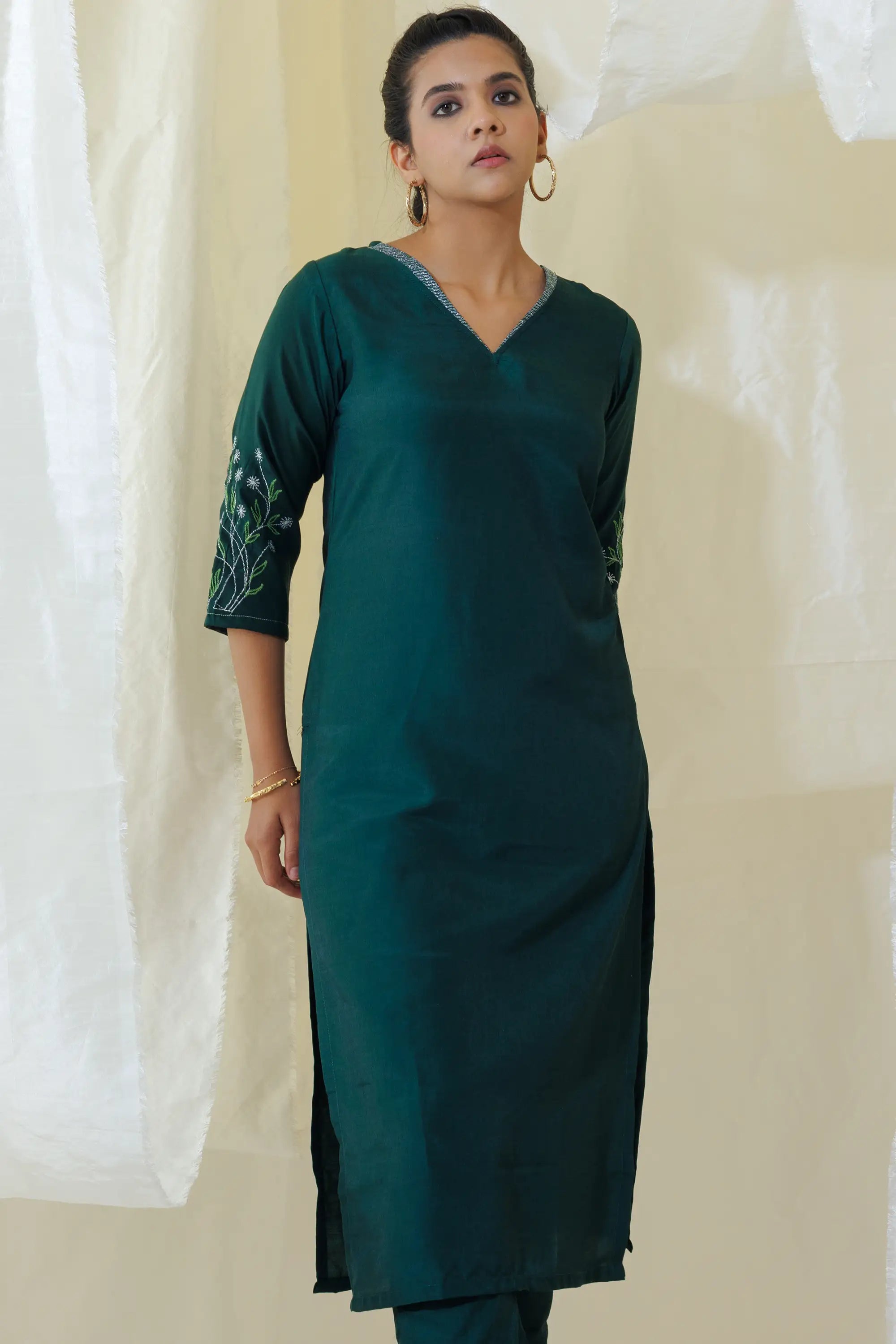 Dark Green Straight Kurta Set