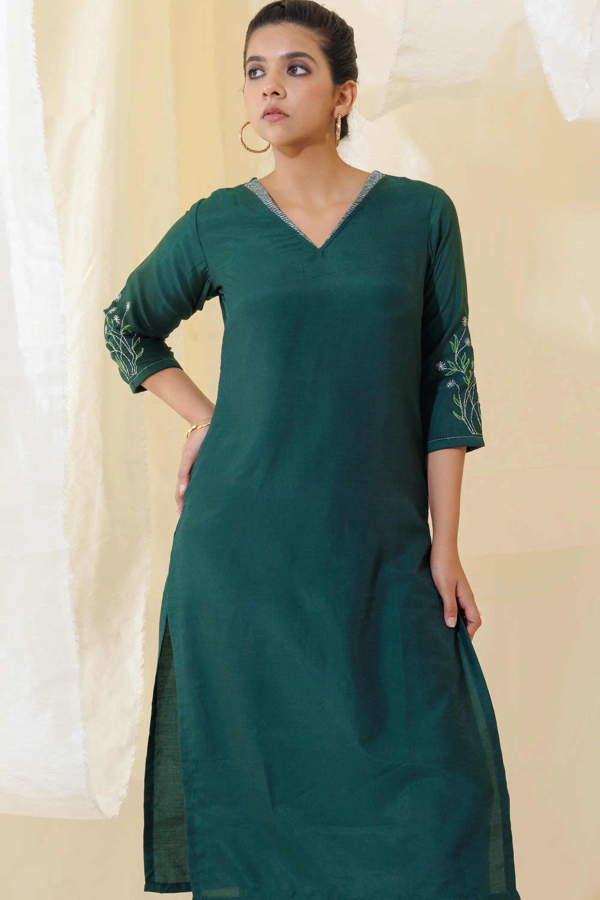 Dark Green Straight Kurta Set