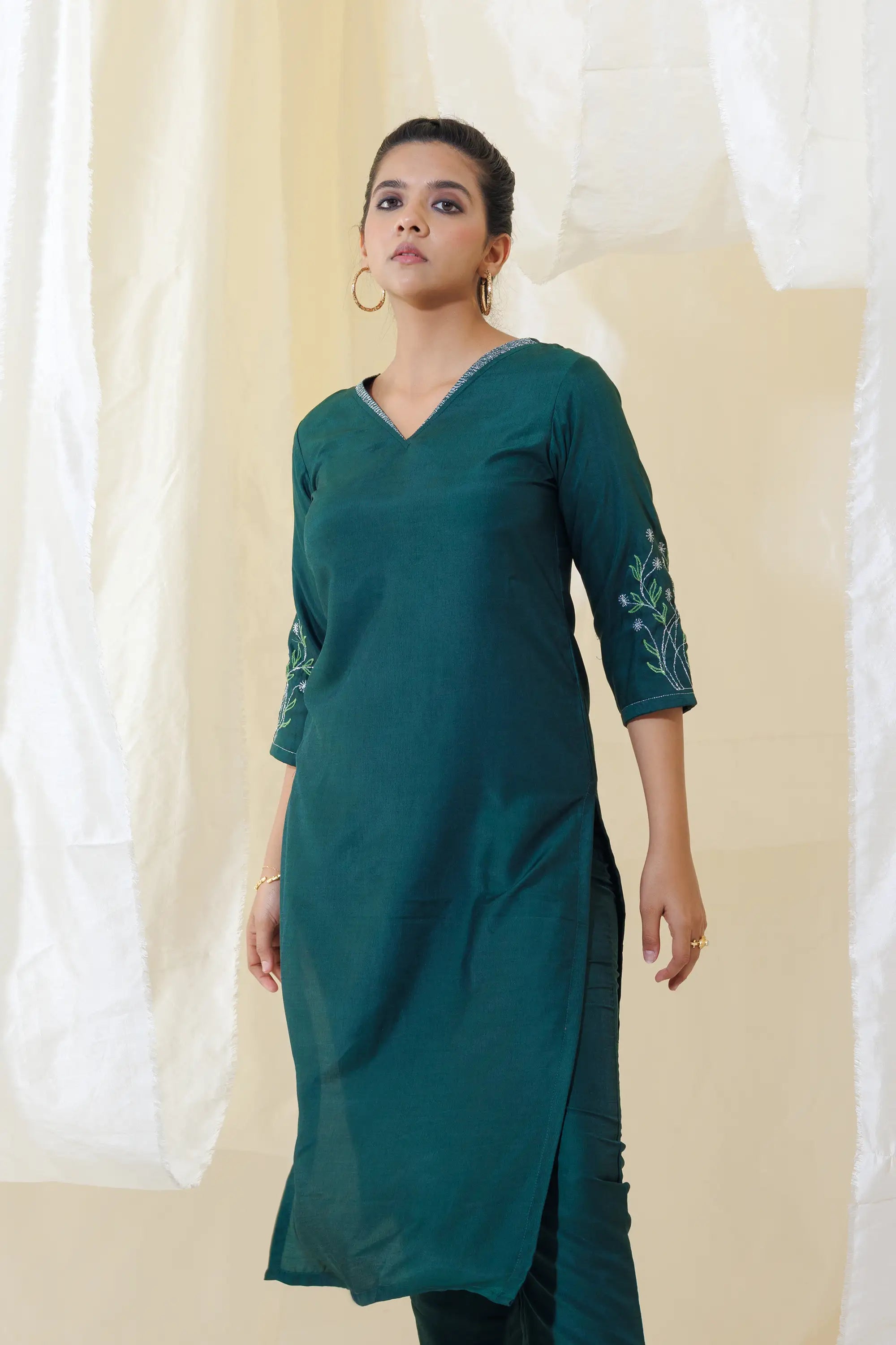 Dark Green Straight Kurta Set