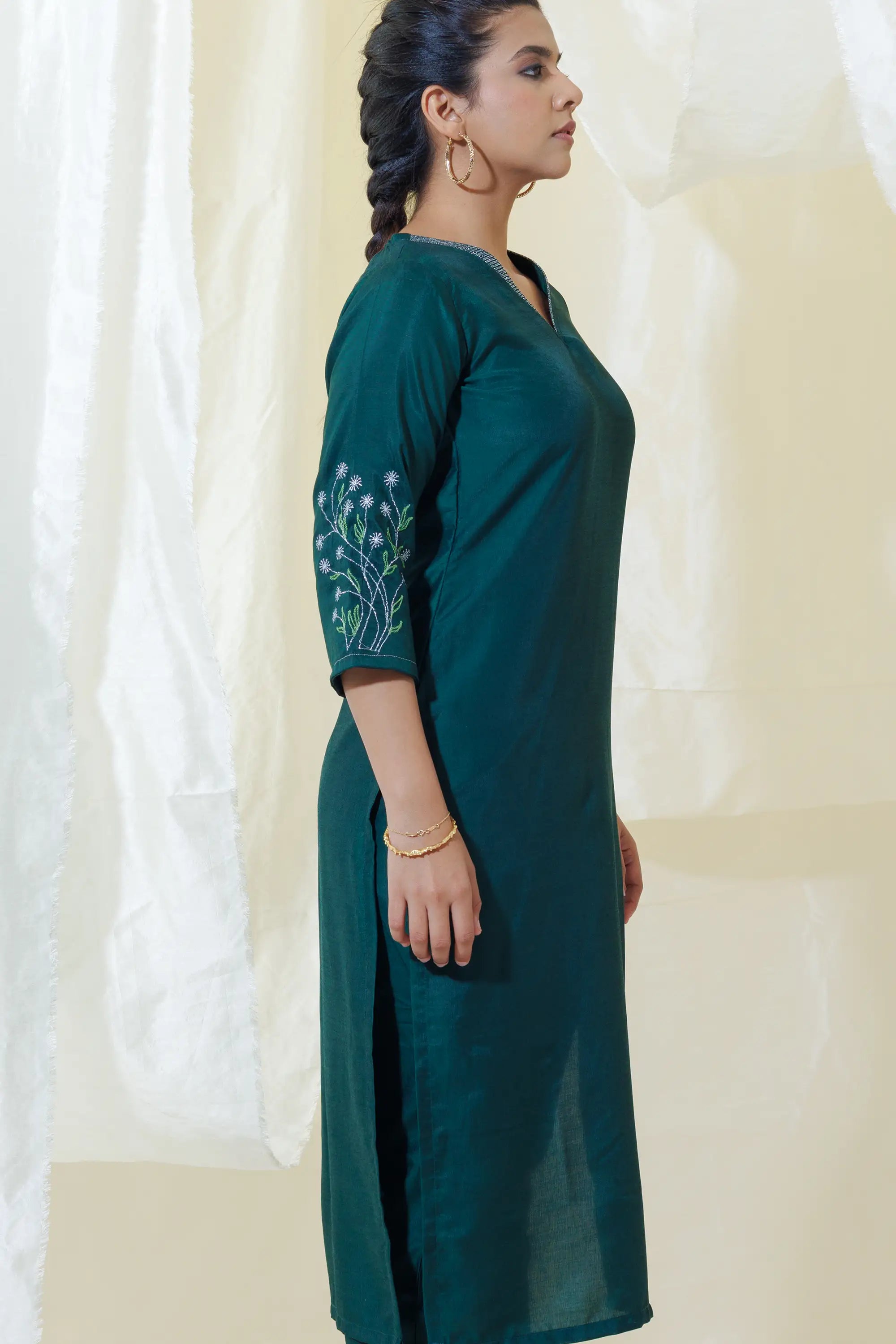 Dark Green Straight Kurta Set