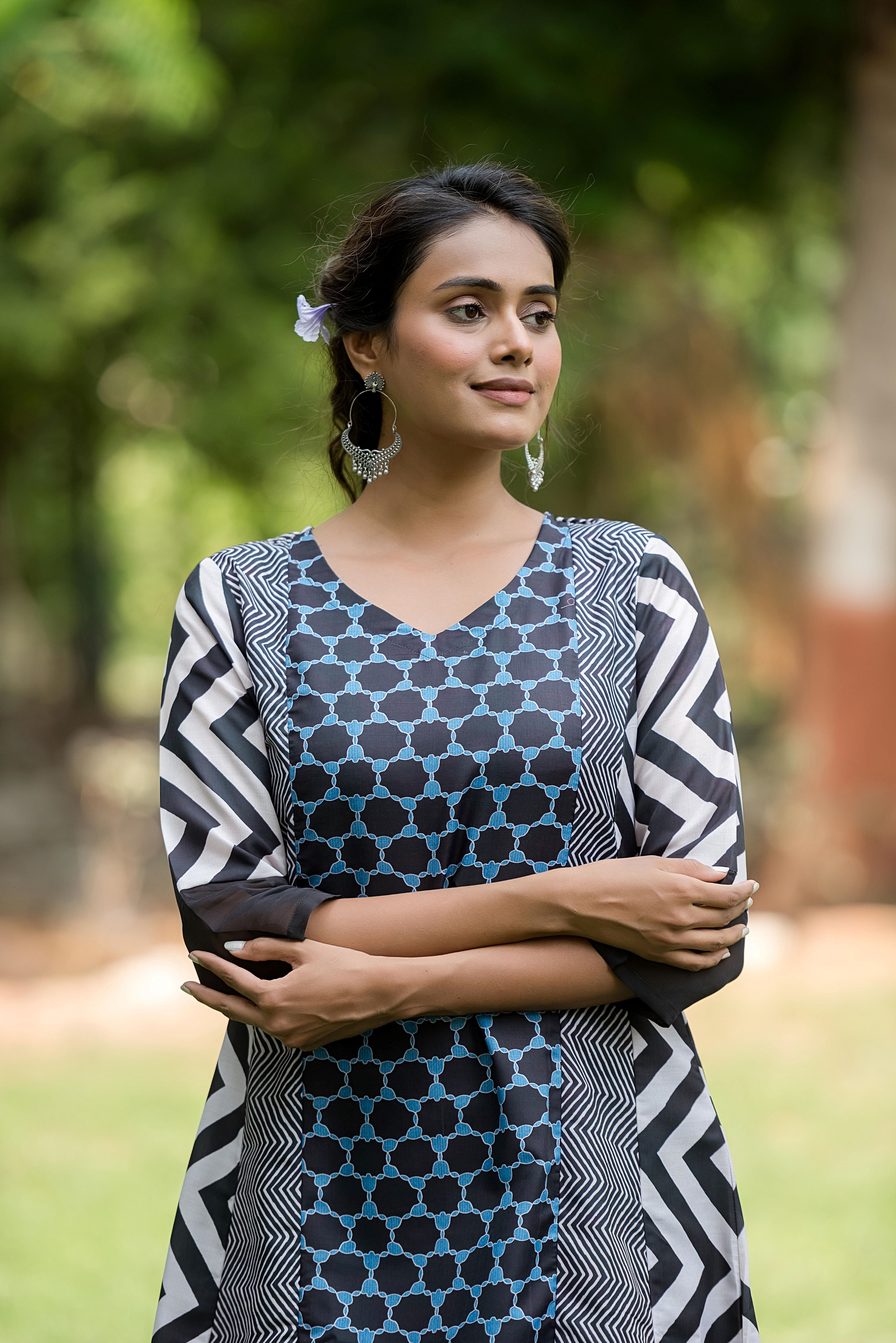 A Black Linen Kurta Set
