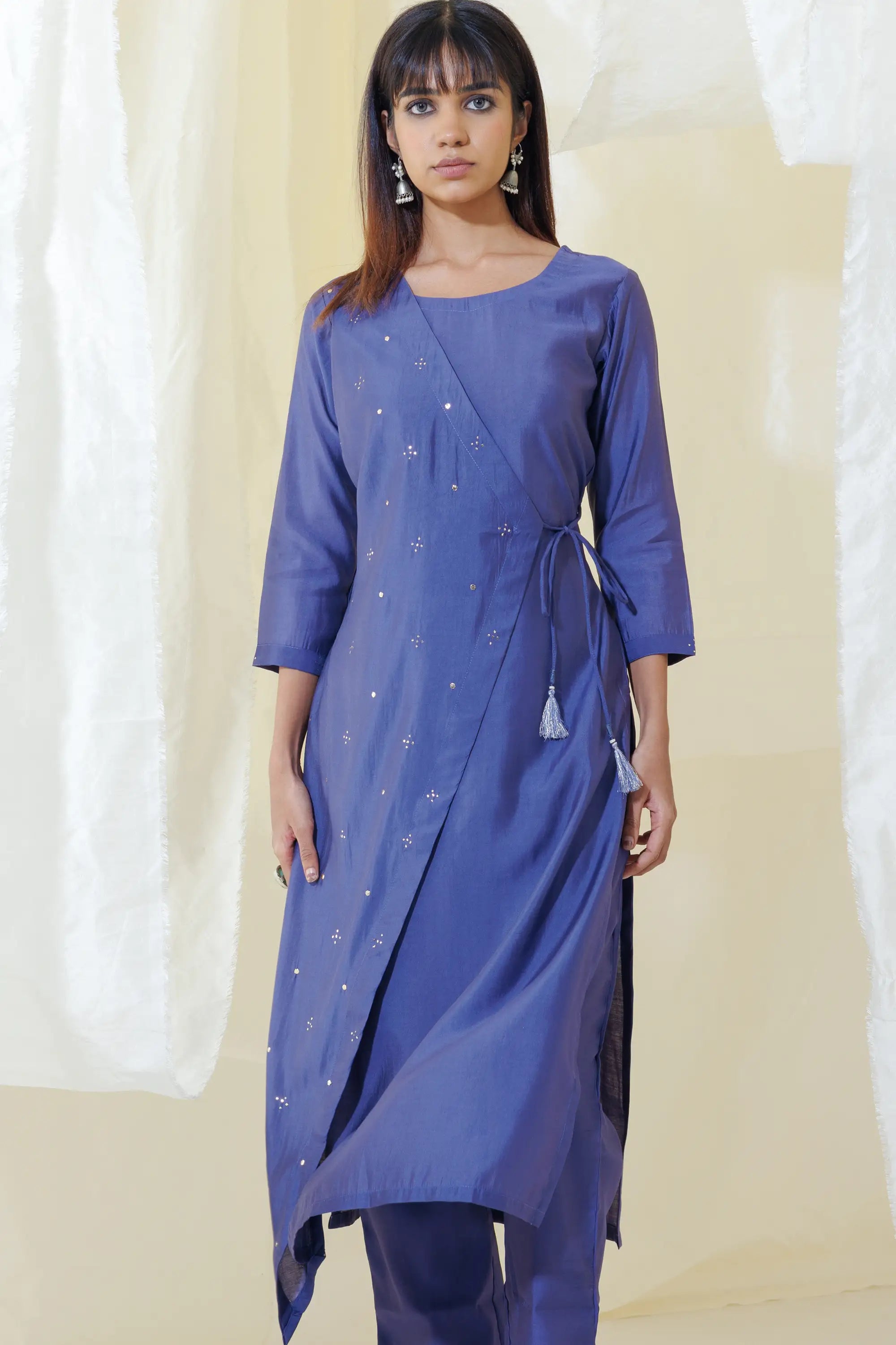Deep Purple Mock Angrakha Kurta Set