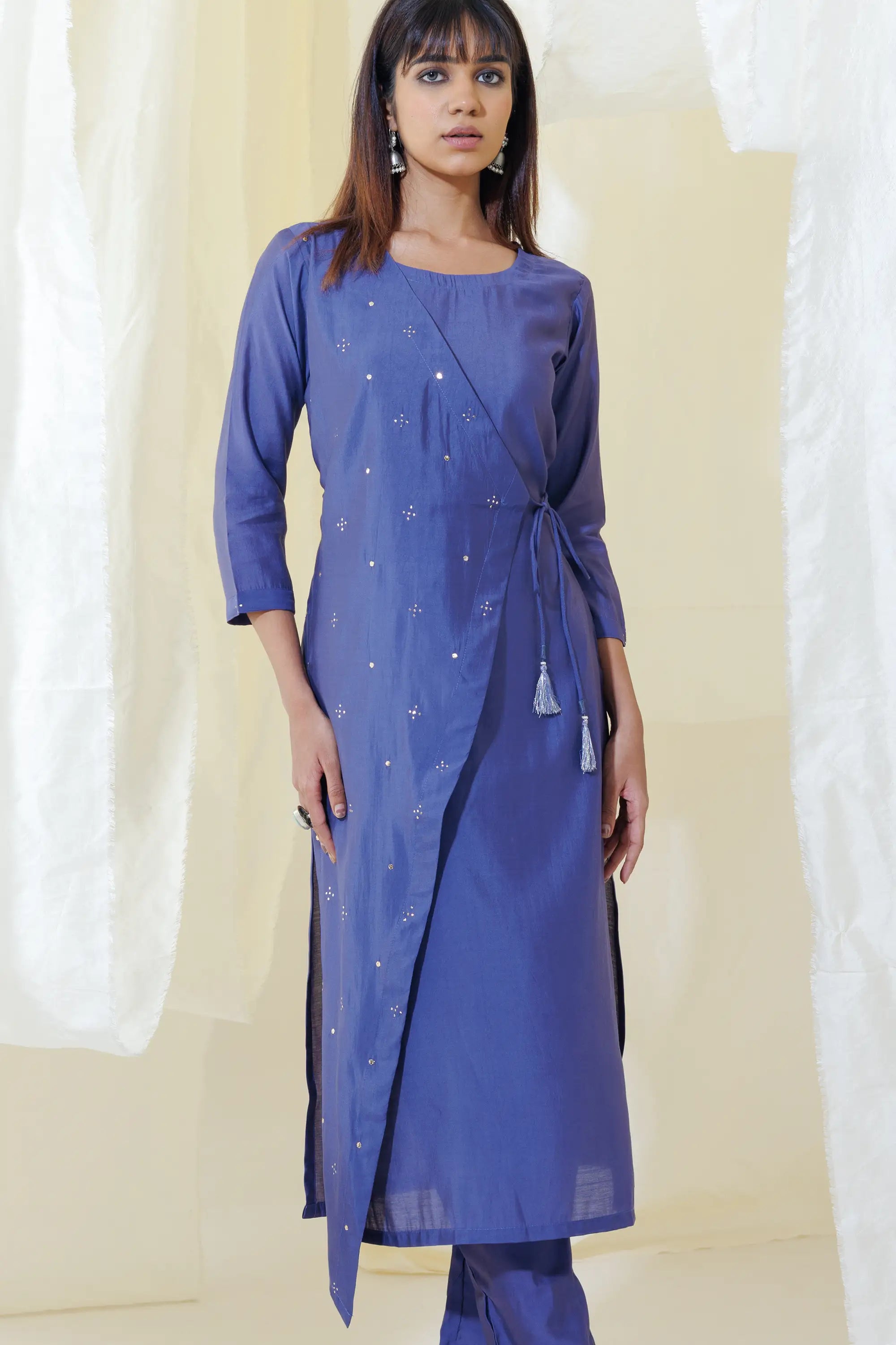 Deep Purple Mock Angrakha Kurta Set