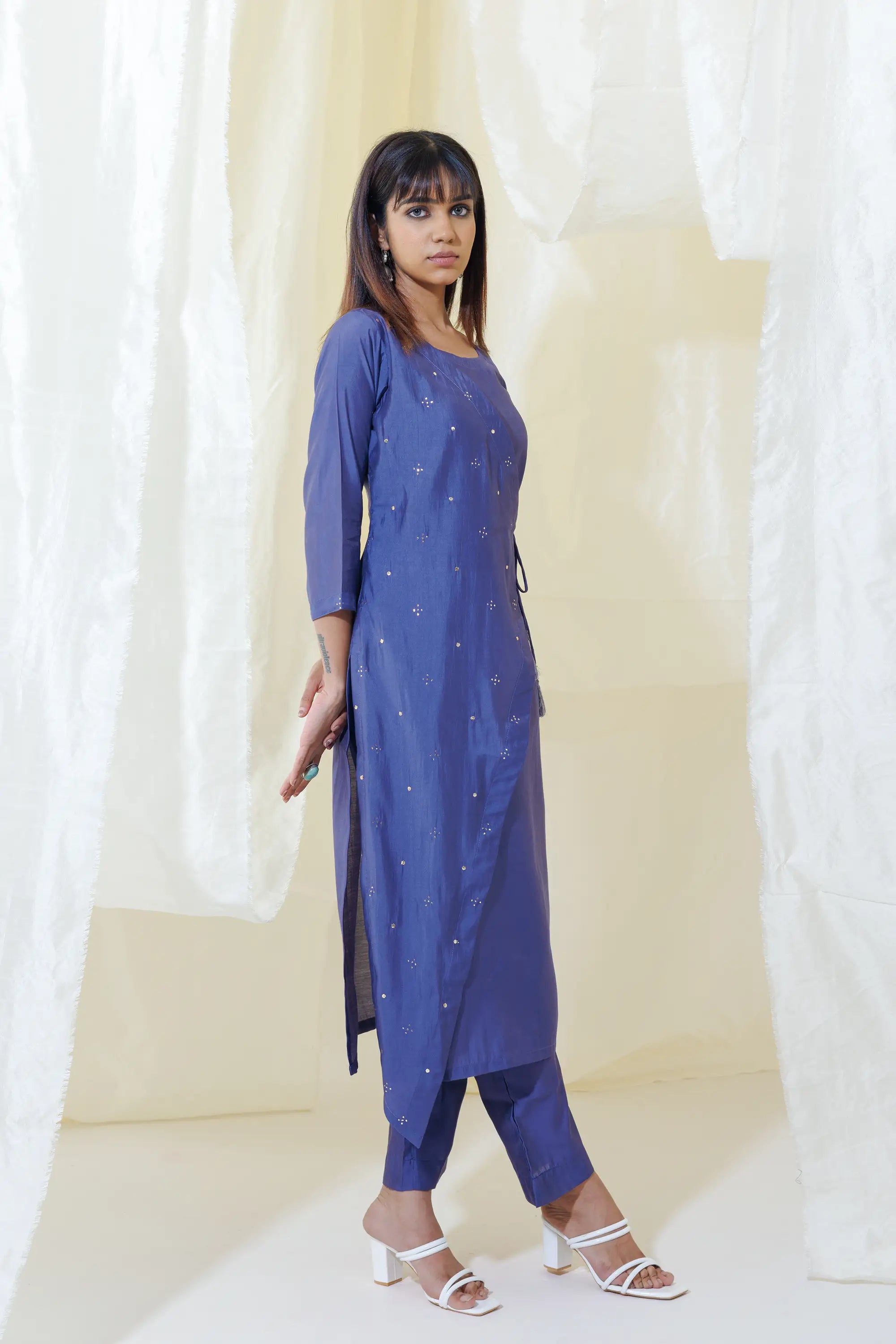 Deep Purple Mock Angrakha Kurta Set