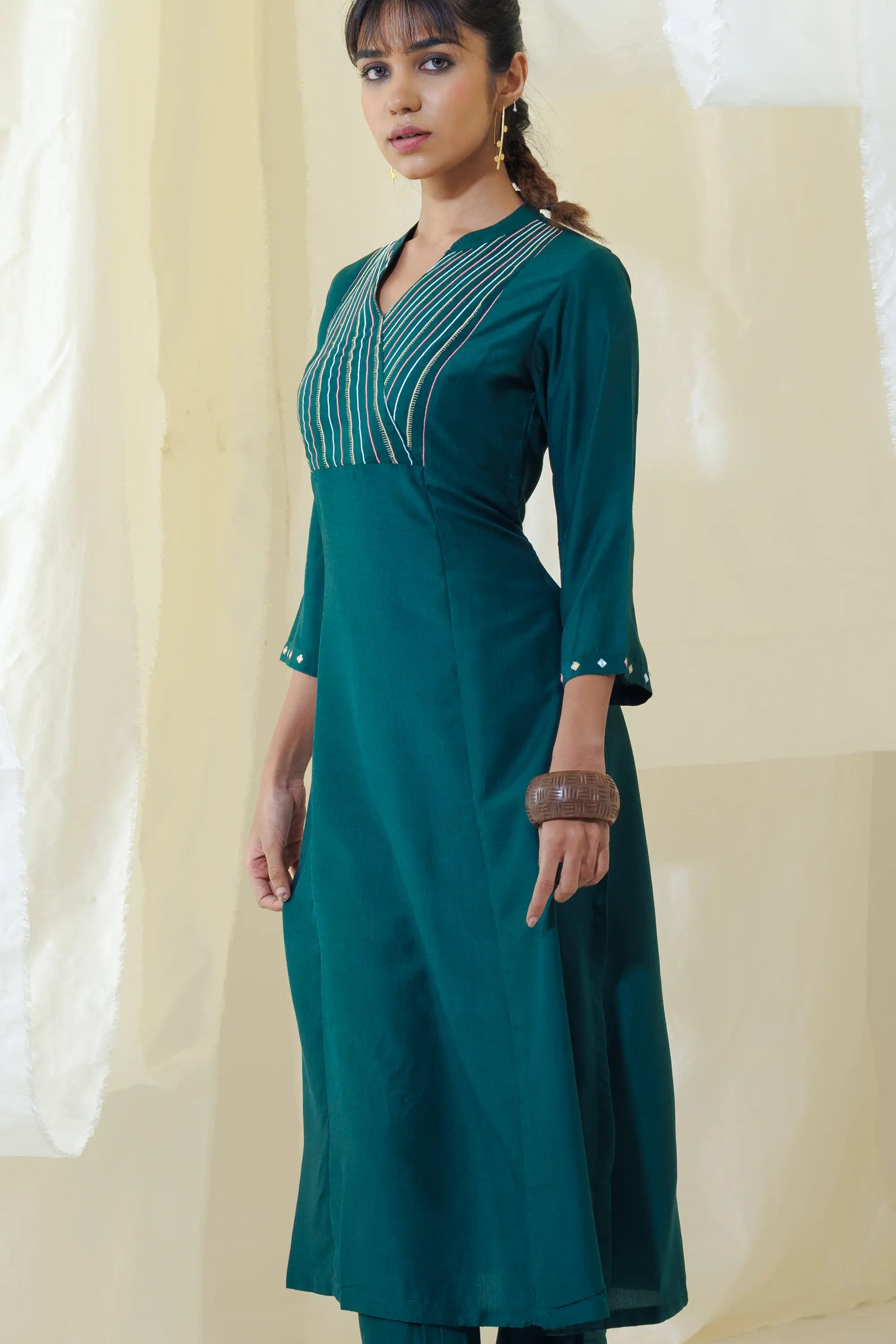Green Aline Kurta Set