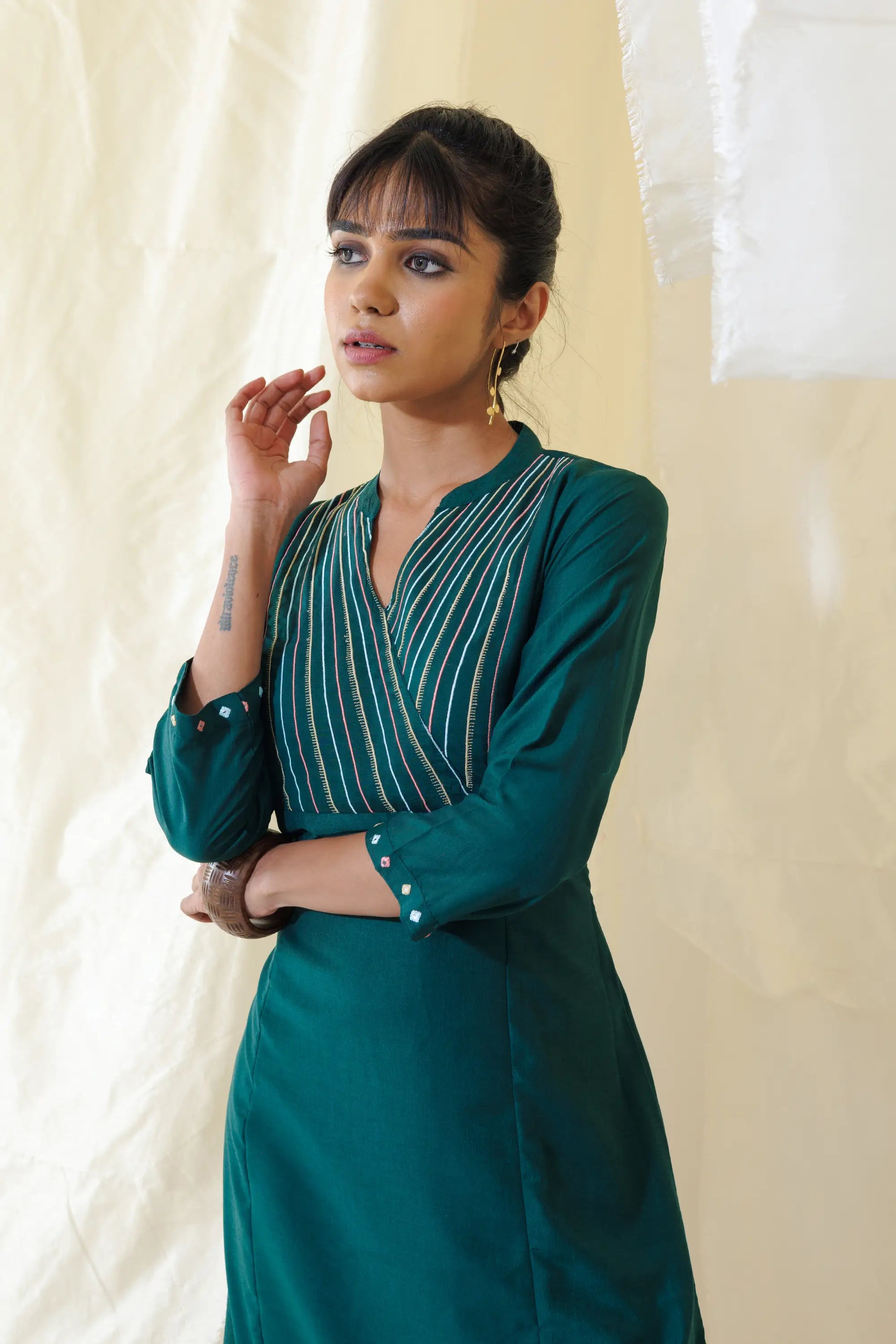 Green Aline Kurta Set