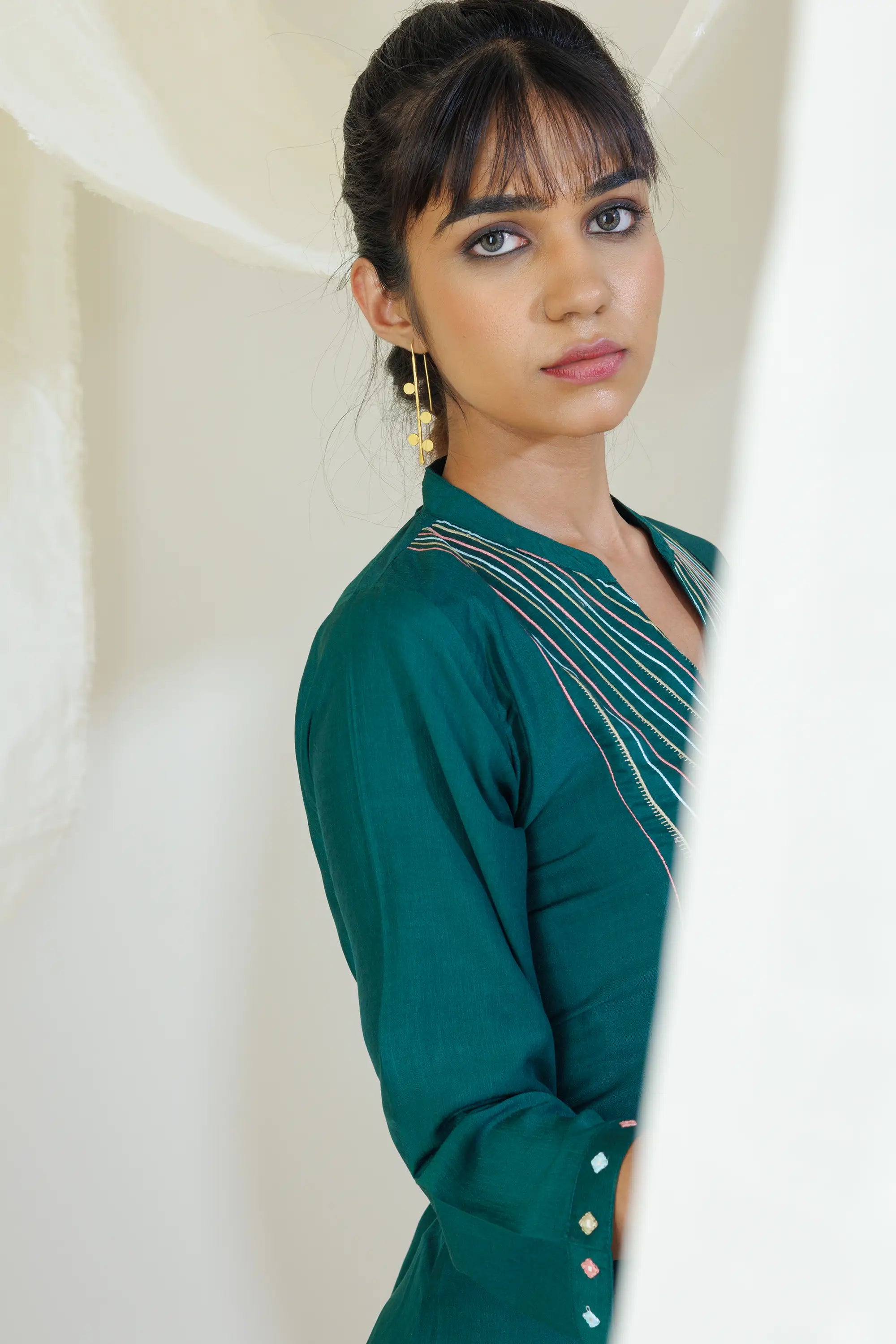 Green Aline Kurta Set