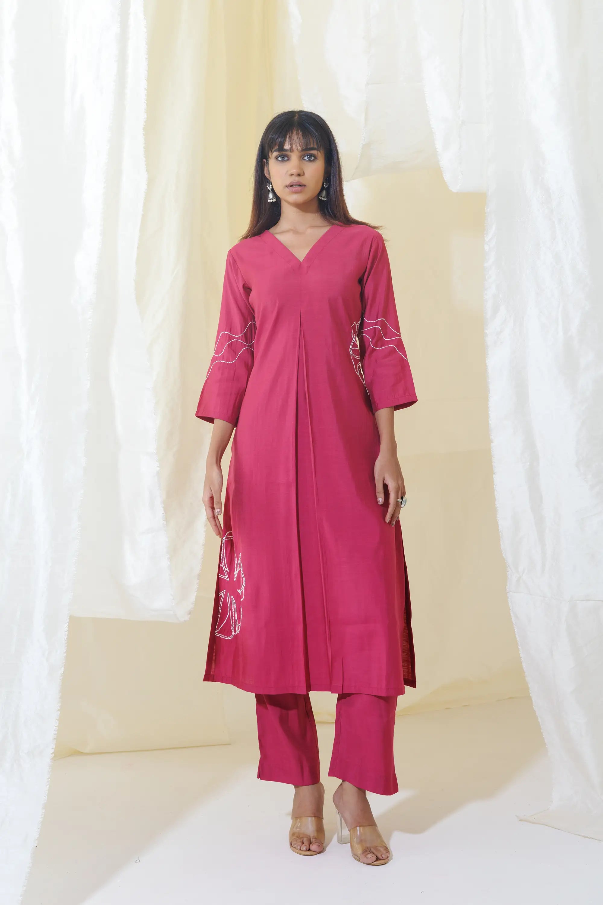 Pink Aline Kurta Set