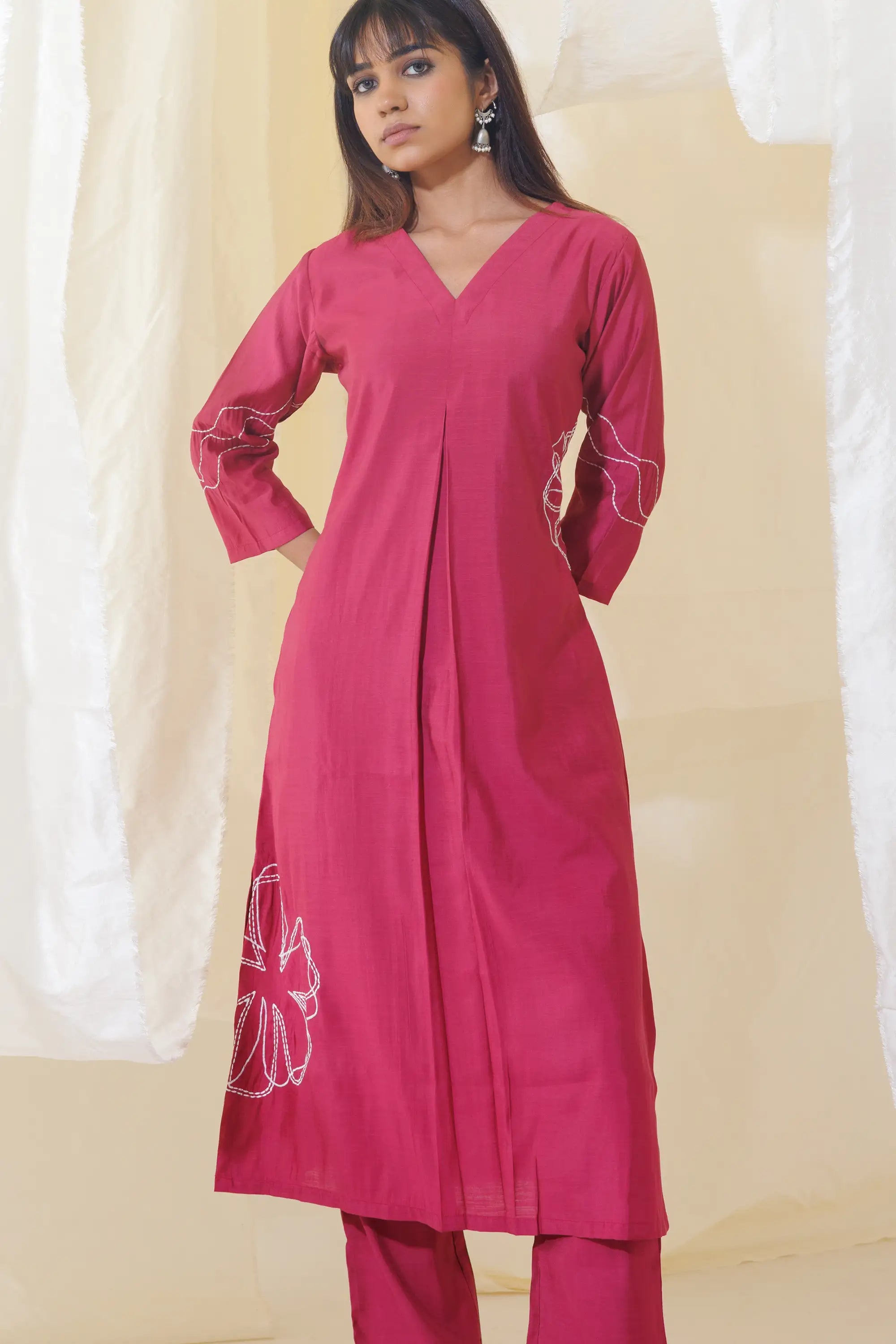 Pink Aline Kurta Set