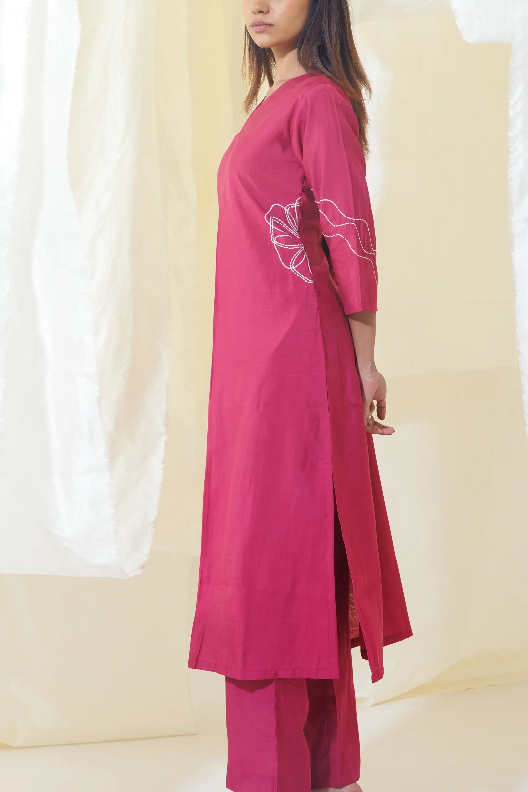 Pink Aline Kurta Set