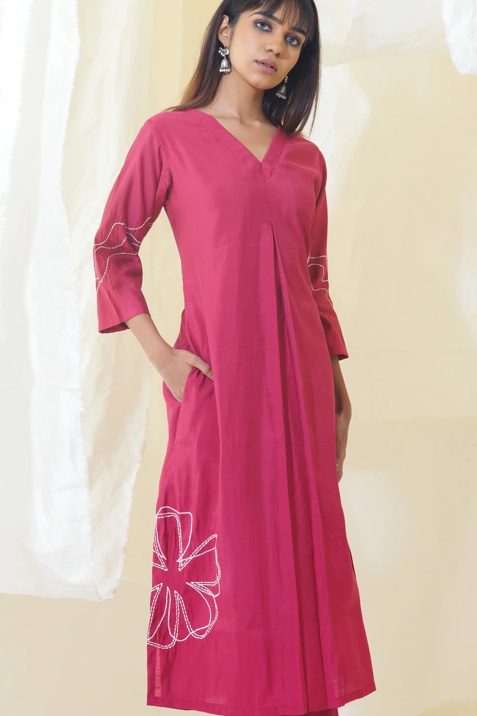 Pink Aline Kurta Set
