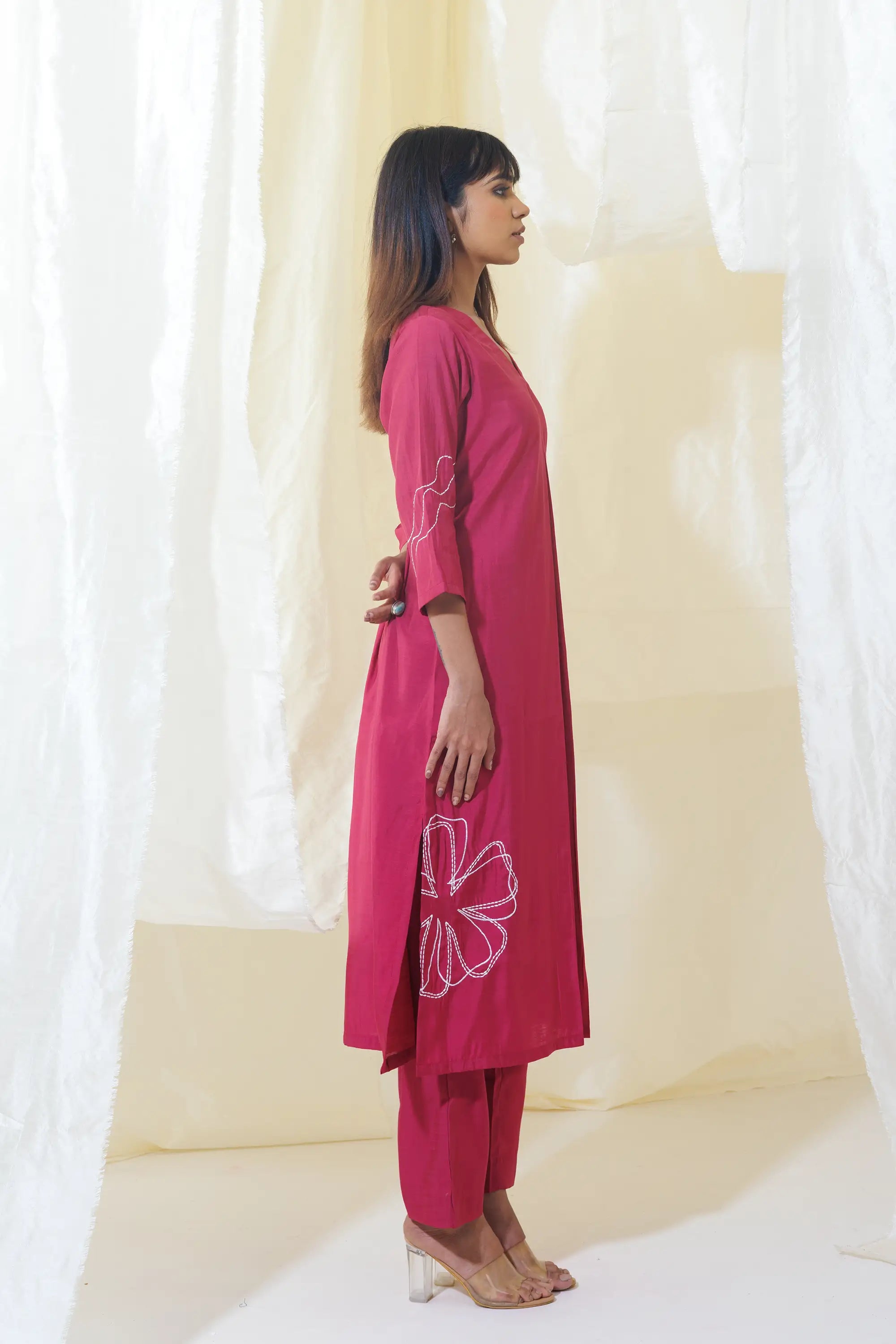 Pink Aline Kurta Set