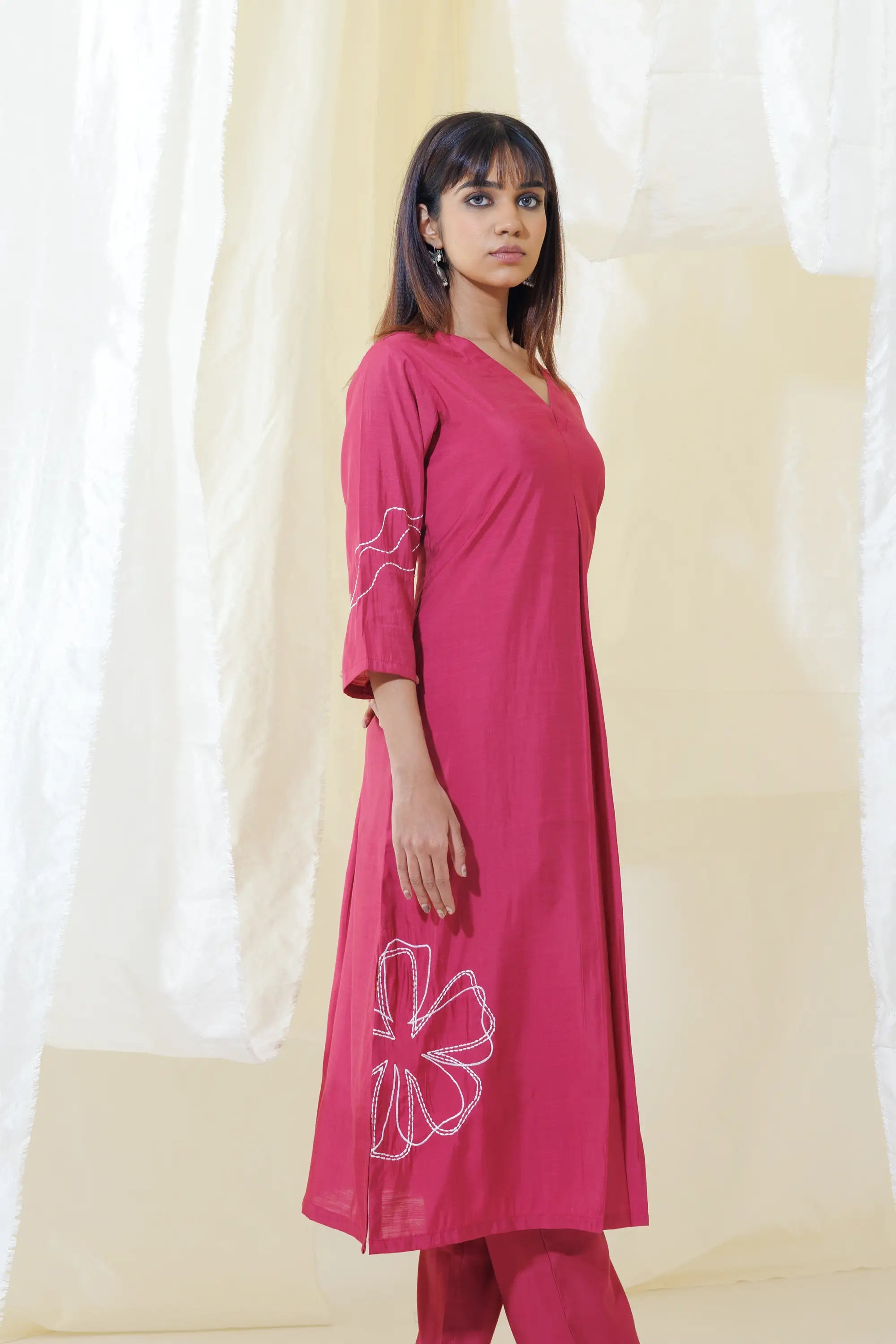 Pink Aline Kurta Set