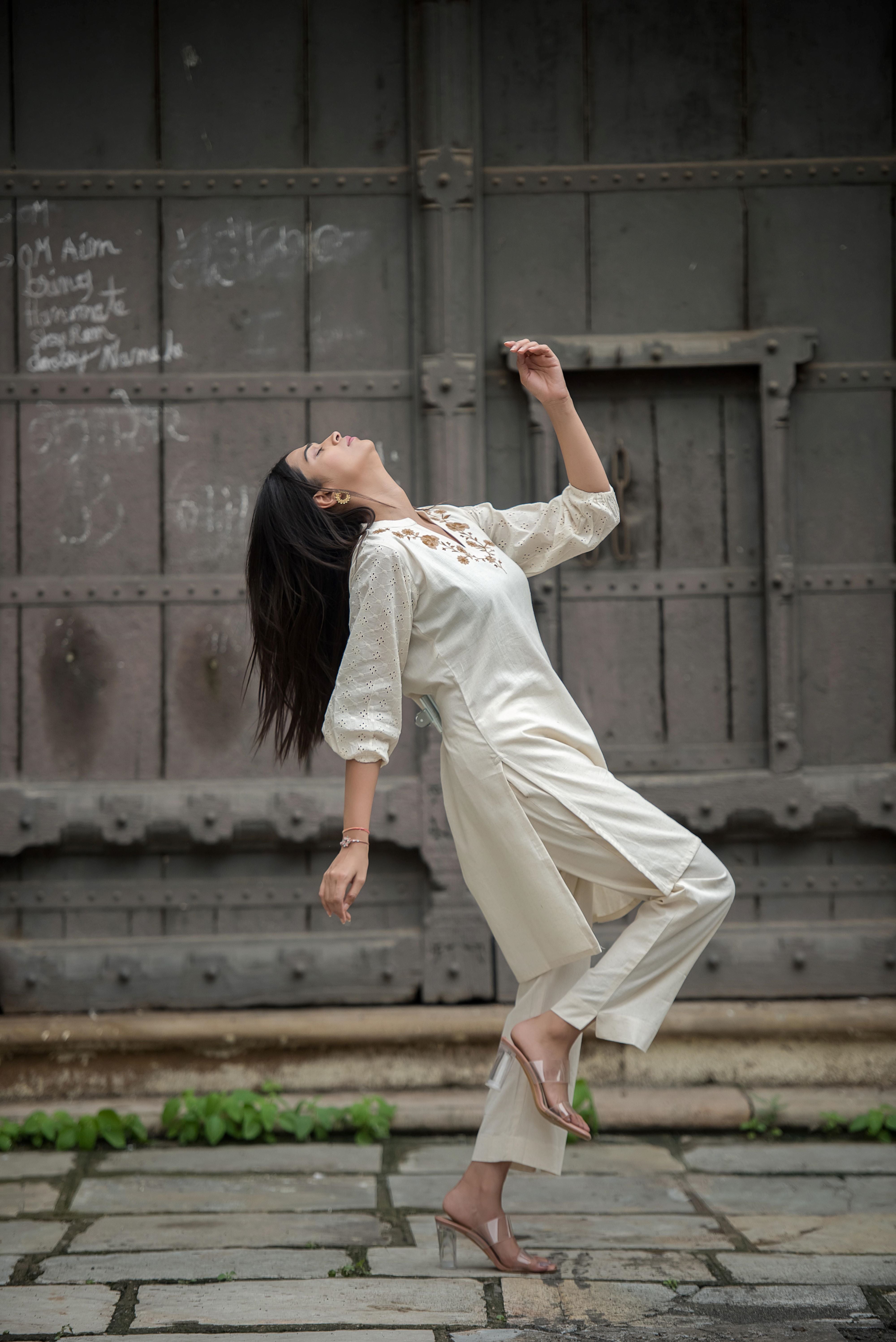 Beige Balloon Sleeve Co-ord Set