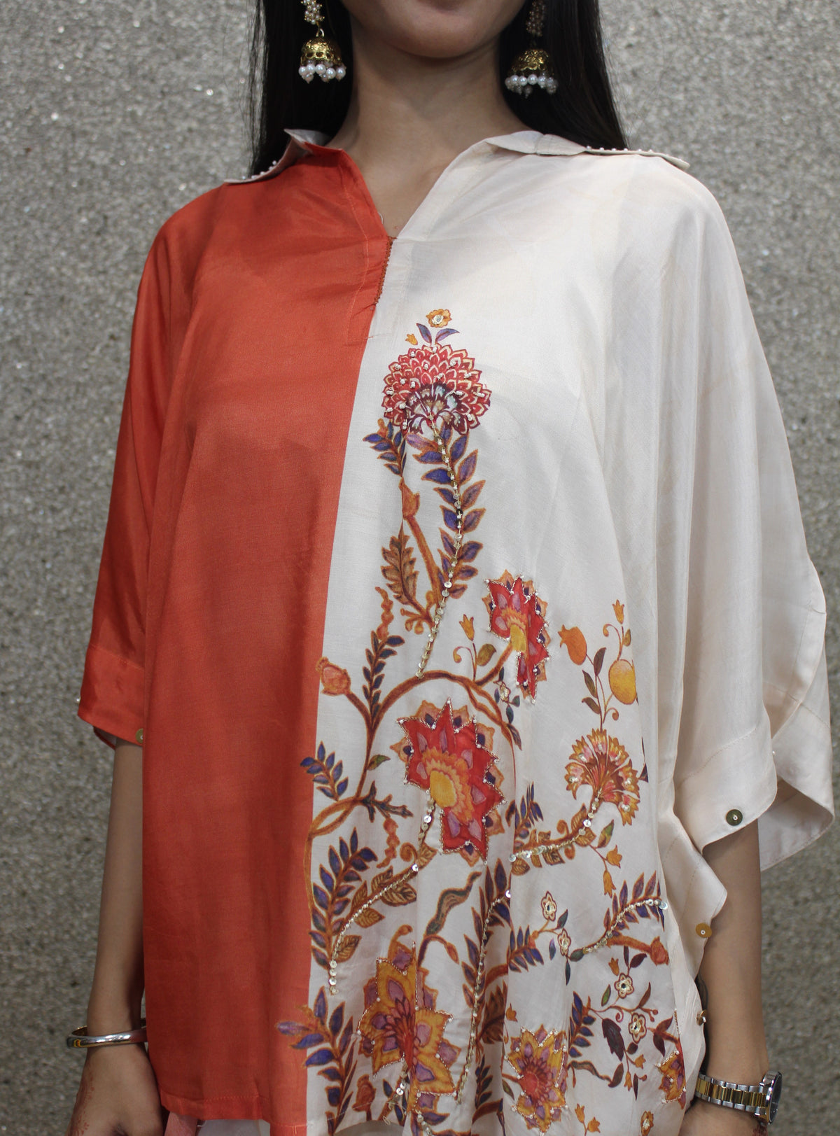 Orange Muslin Kaftan Co-ord Set