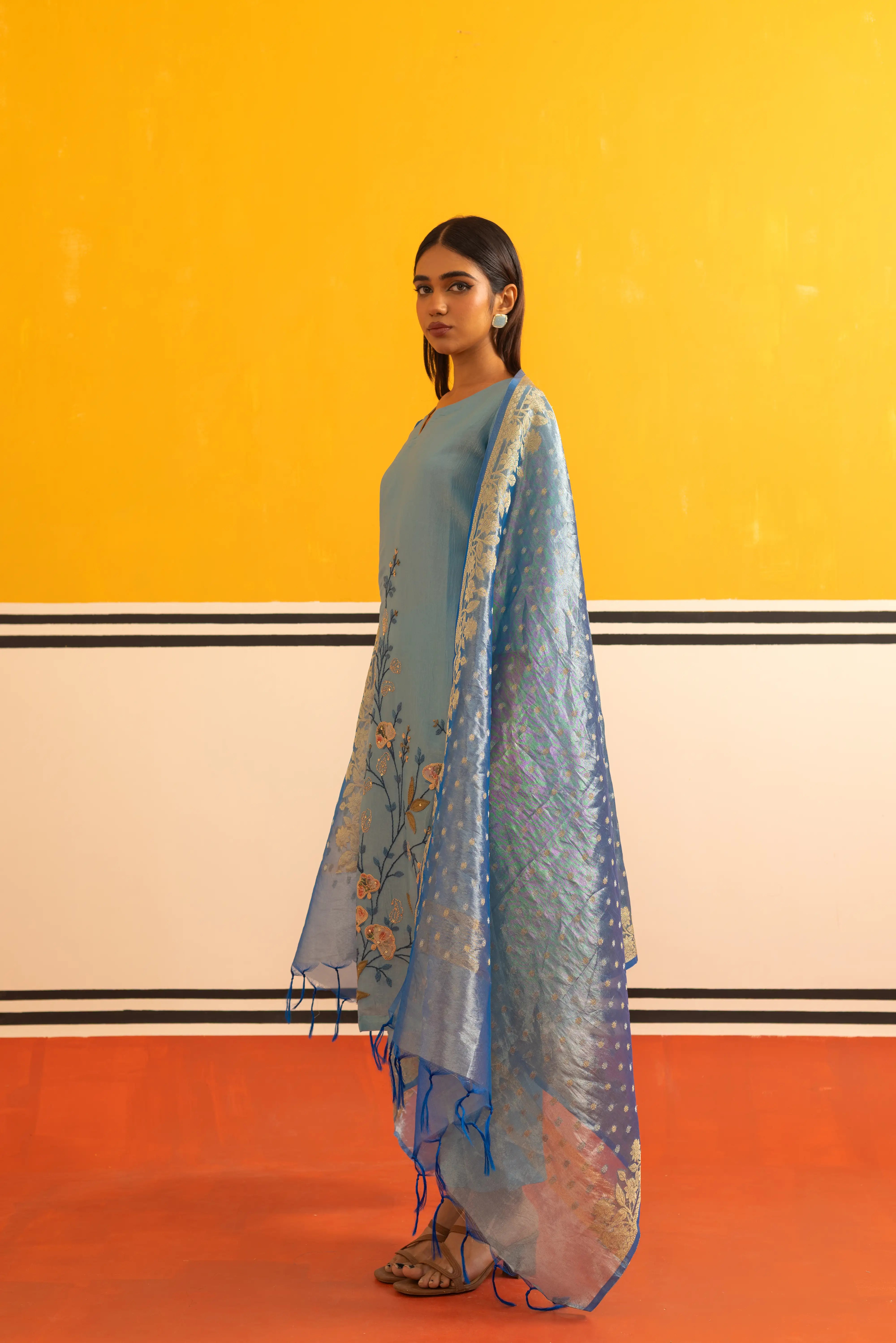 Royal Blue Straight Suit Set