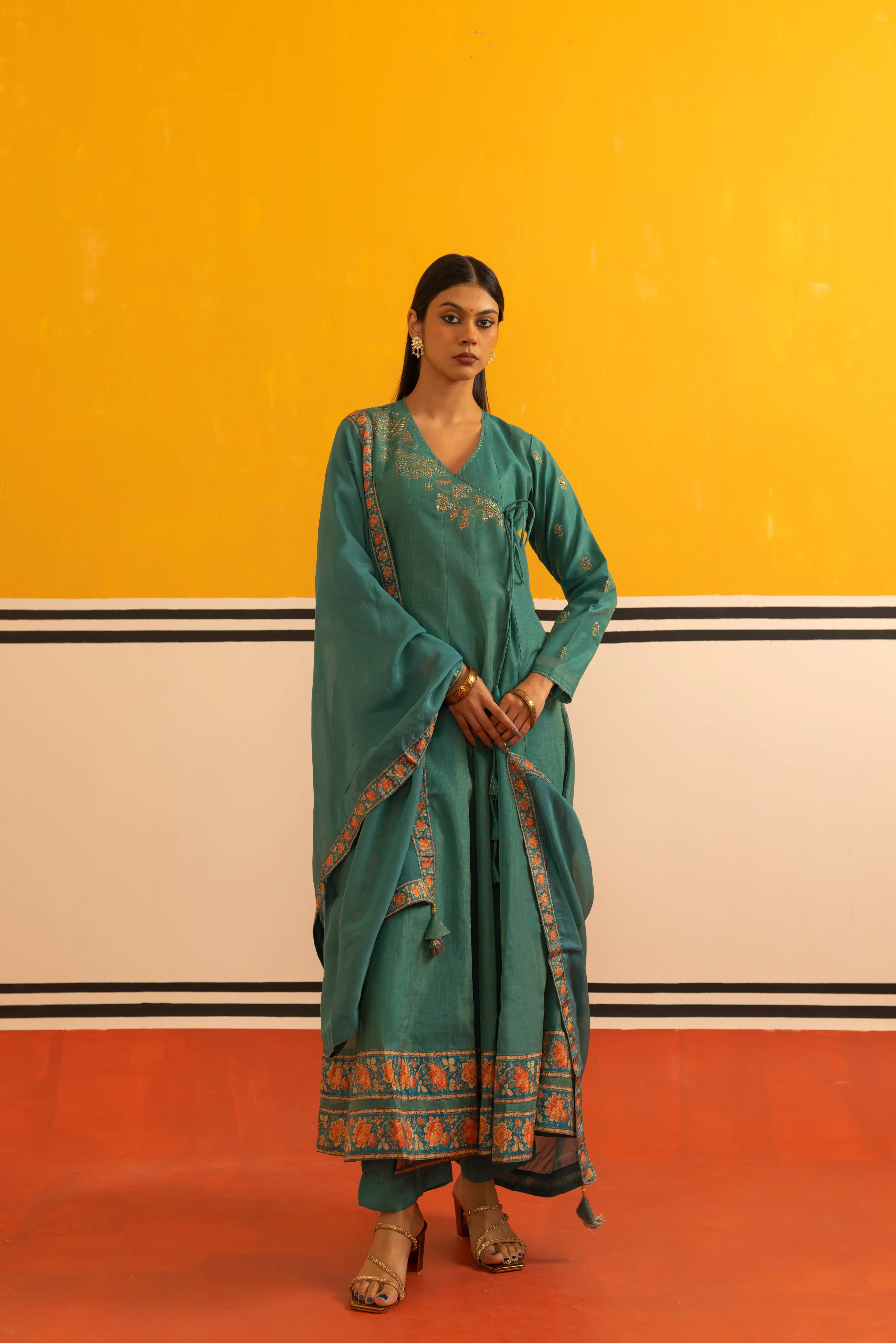 Rama Green Flair Suit Set