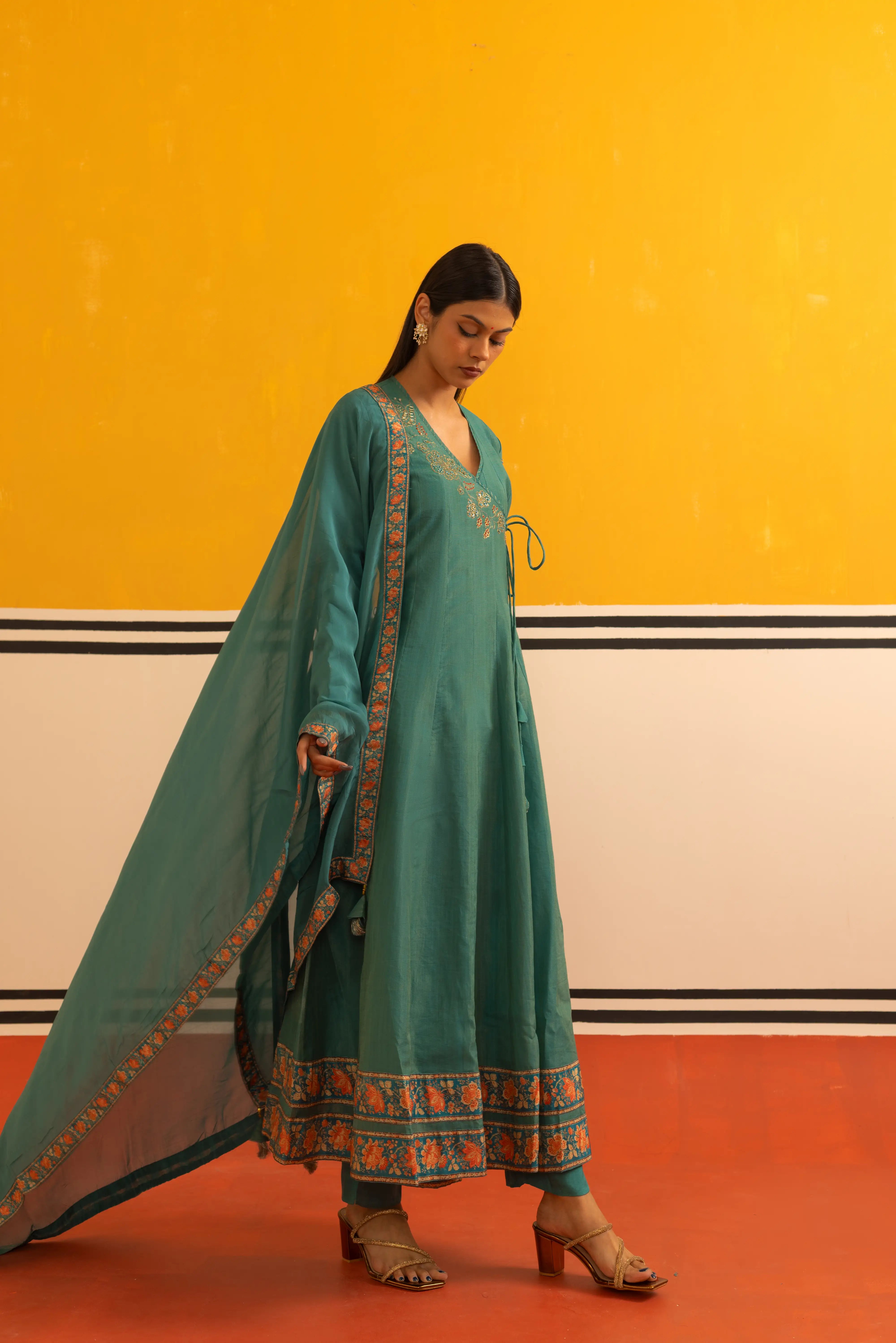 Rama Green Flair Suit Set