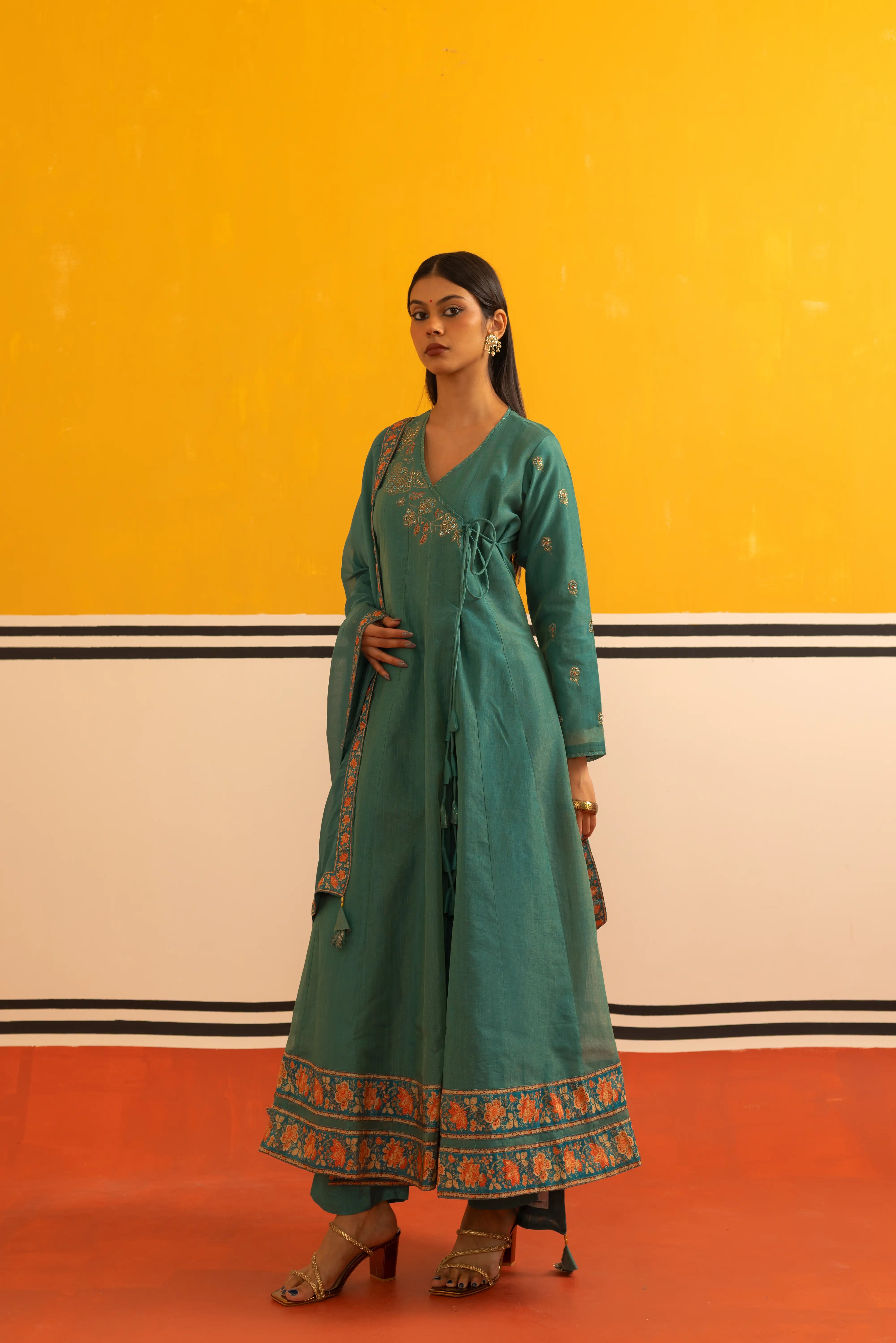 Rama Green Flair Suit Set