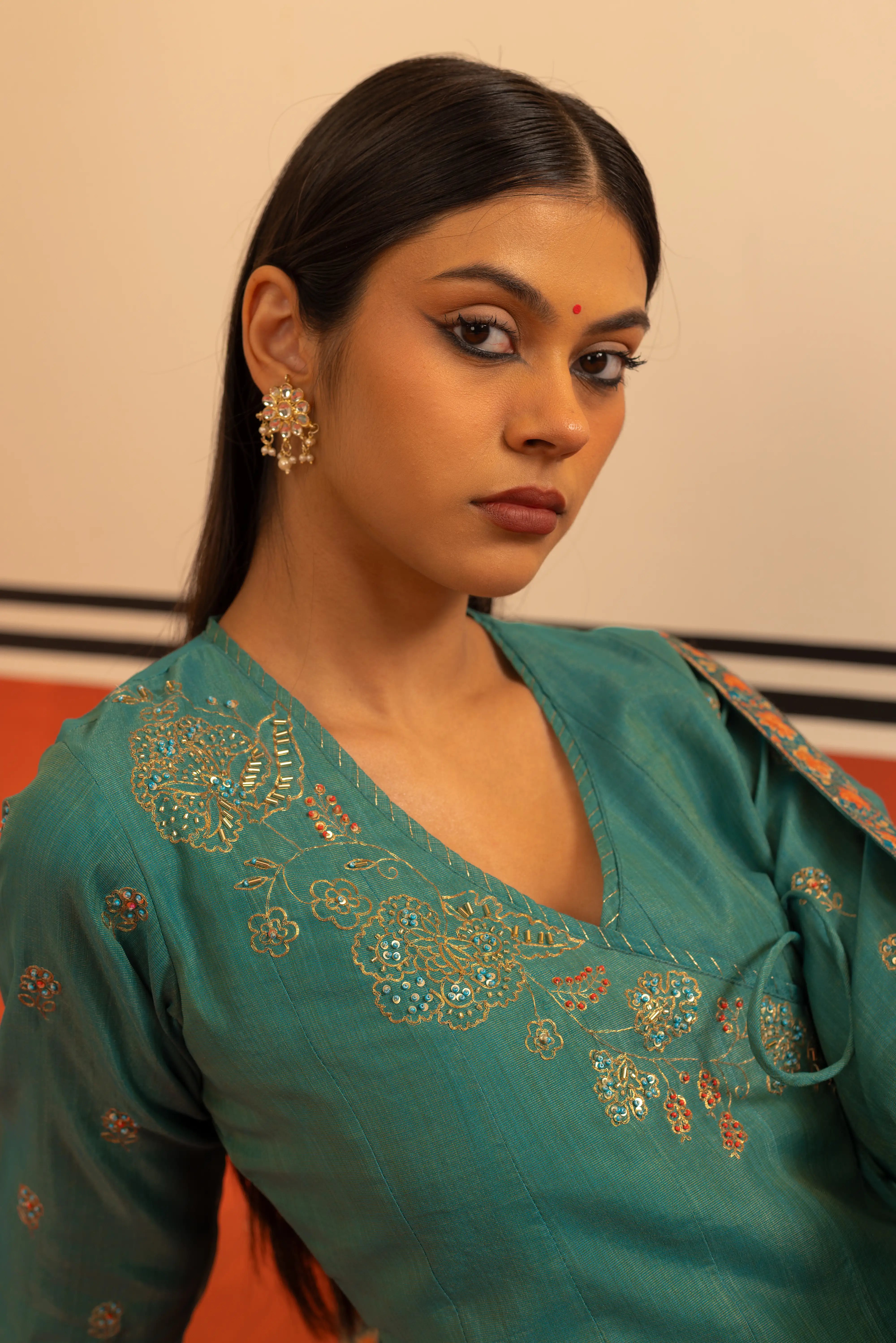 Rama Green Flair Suit Set