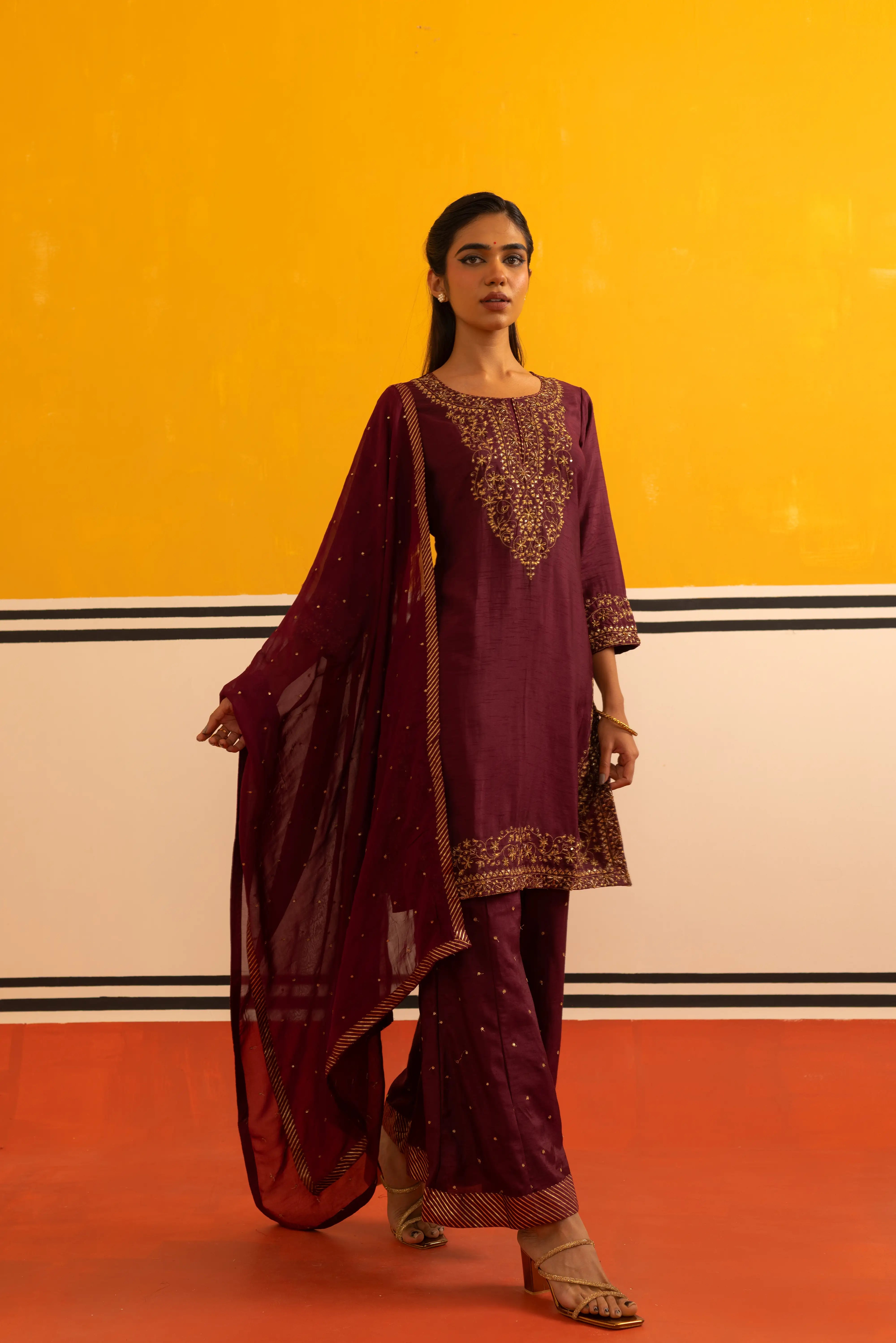 Magenta Straight Suit Set