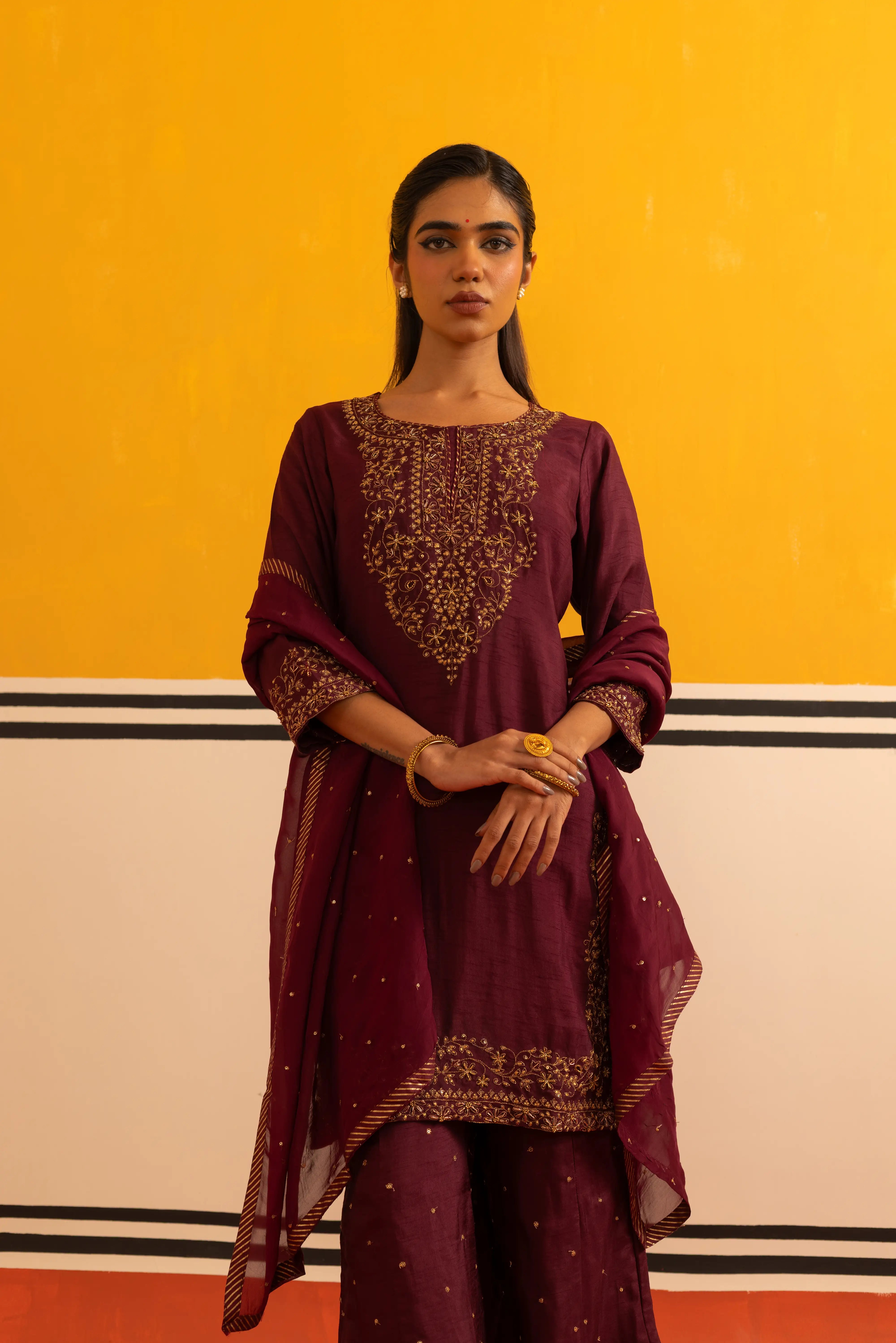 Magenta Straight Suit Set