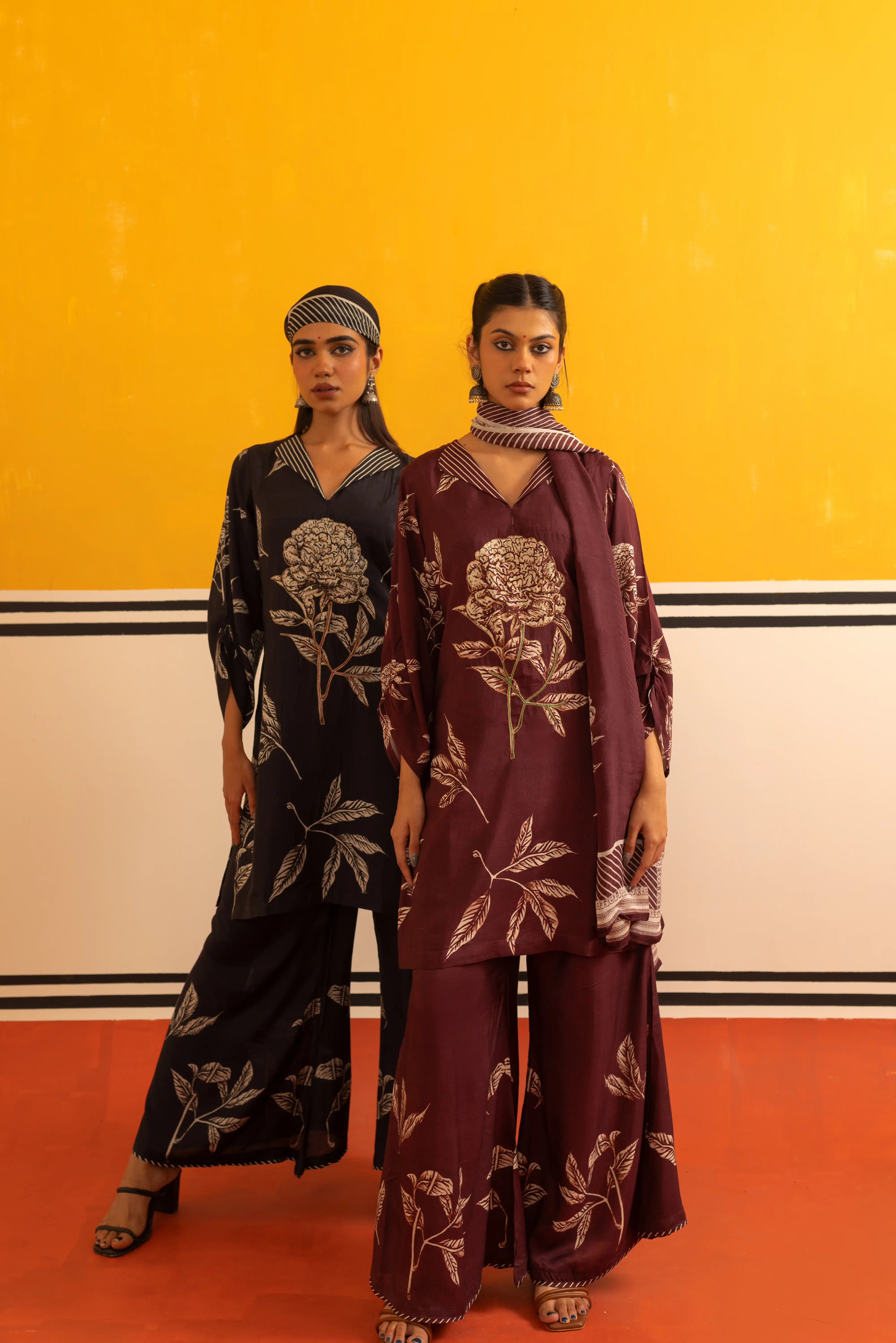 Maroon A-line Suit Set