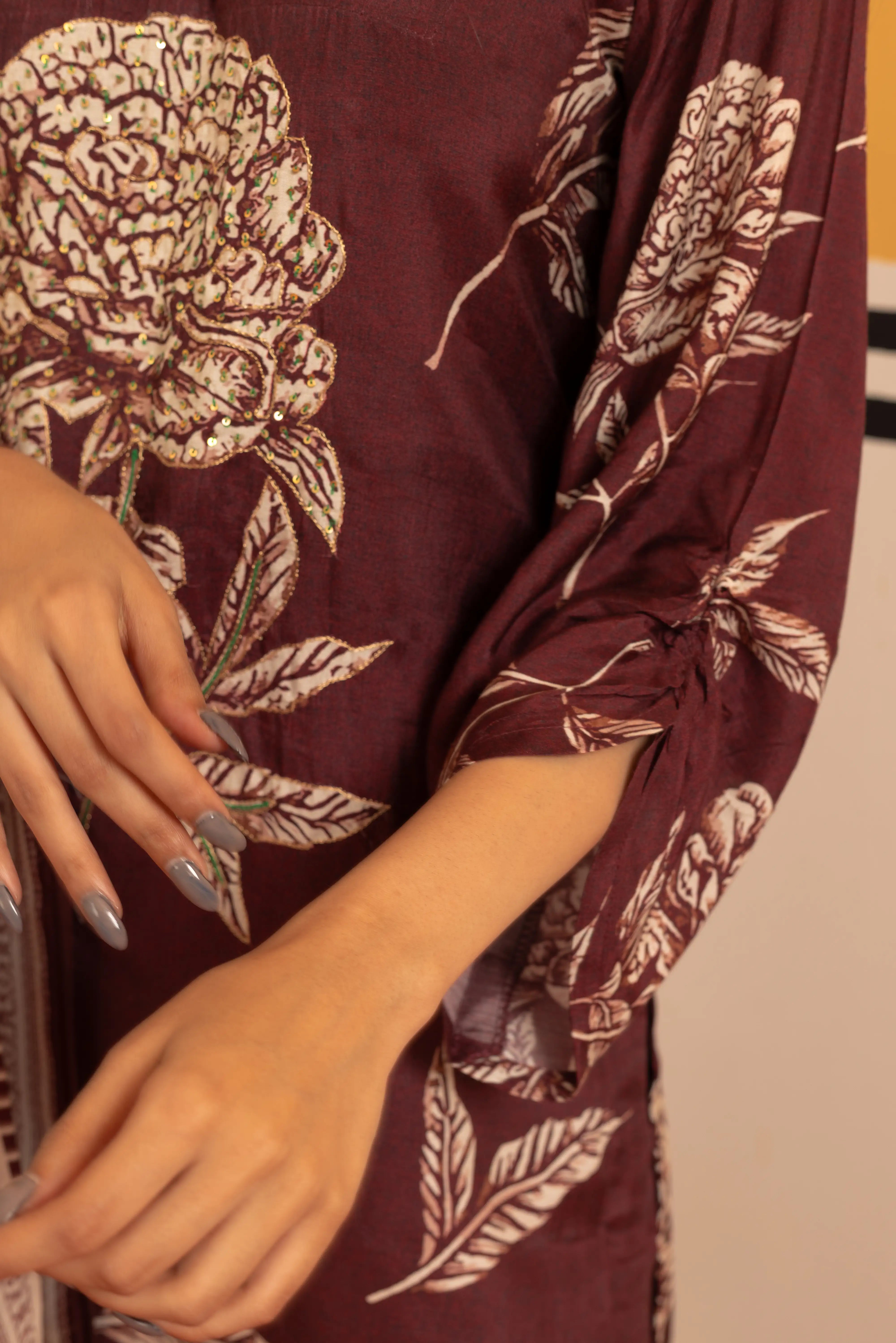 Maroon A-line Suit Set